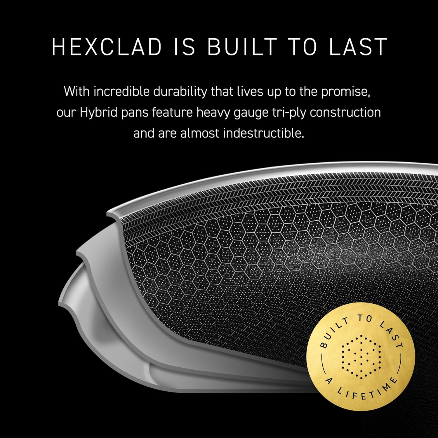 HexClad Hybrid Nonstick 8-Inch Frying Pan with Tempered Glass Lid