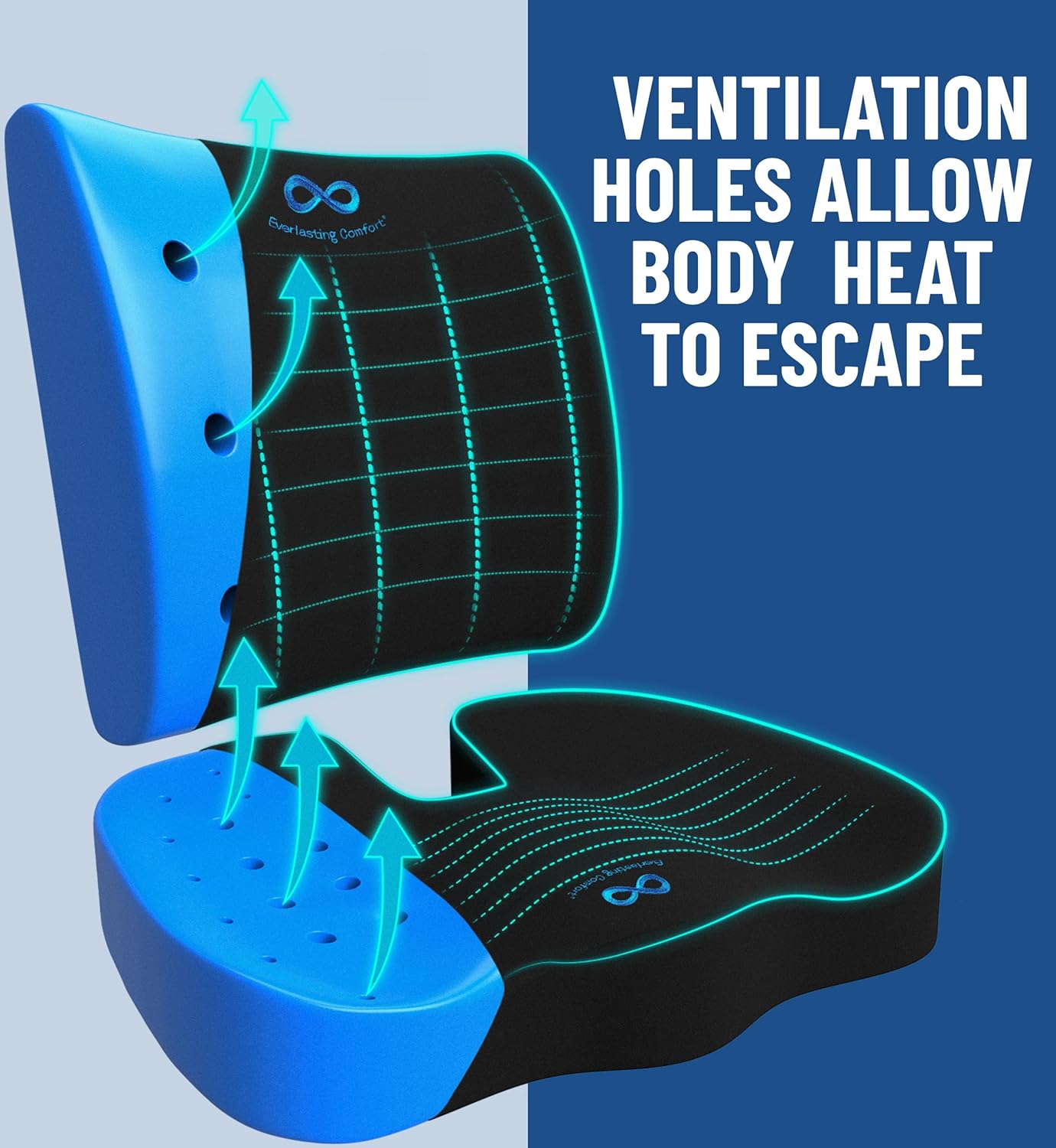 Everlasting Comfort Doctor Recommended Memory Foam Seat Cushion for Office Chairs & Car