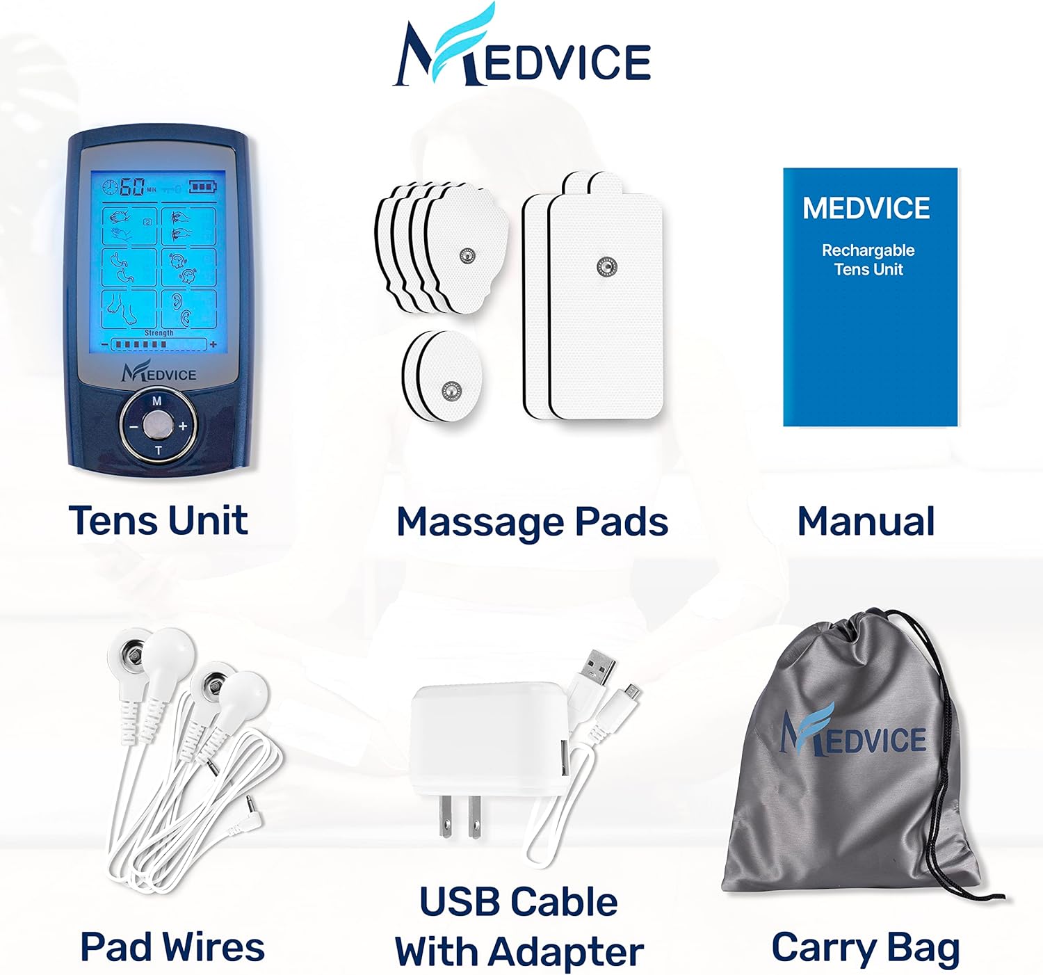 MEDVICE Rechargeable Tens Unit Muscle Stimulator