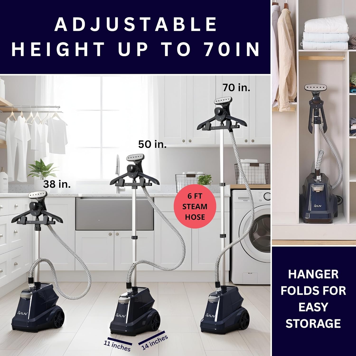 SALAV® Heavy Duty Smart Auto Shut-off Commercial Full-Size Garment Steamer