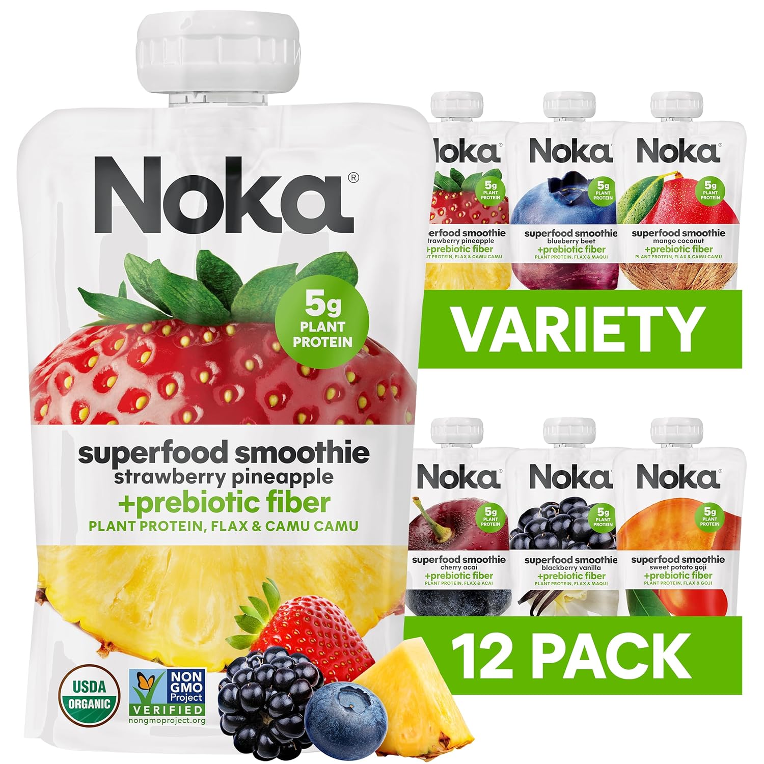 Noka Superfood Fruit Smoothie Pouches Variety Pack