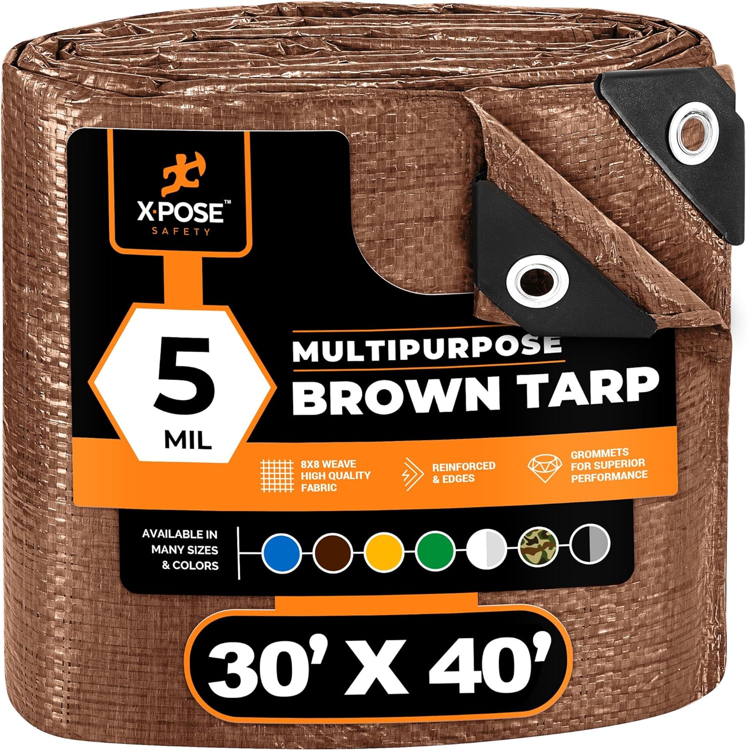 Multipurpose Protective Cover Brown Poly Tarp 30' x 40'