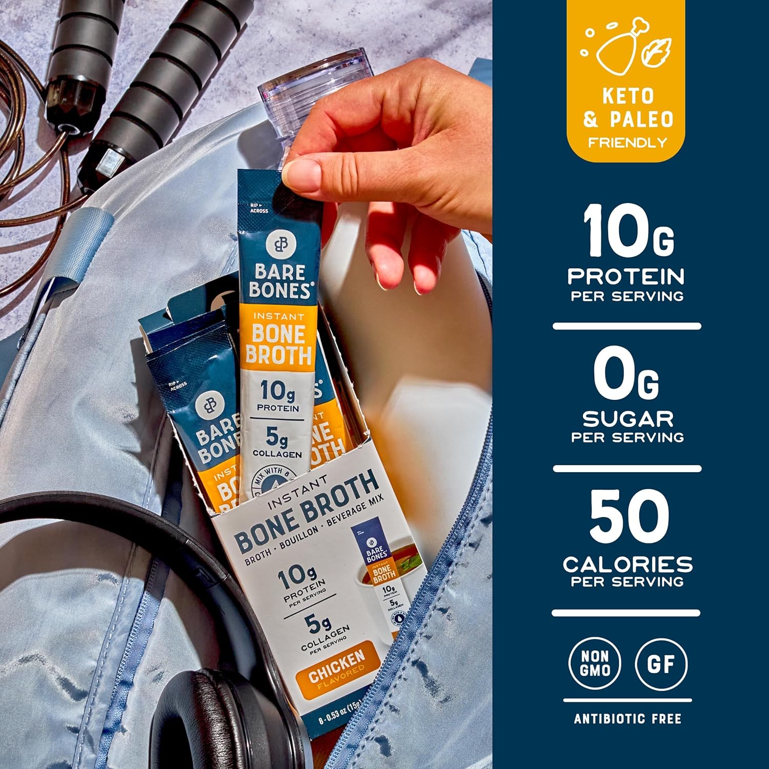 Bare Bones Chicken Bone Broth Instant Powdered Mix Packets