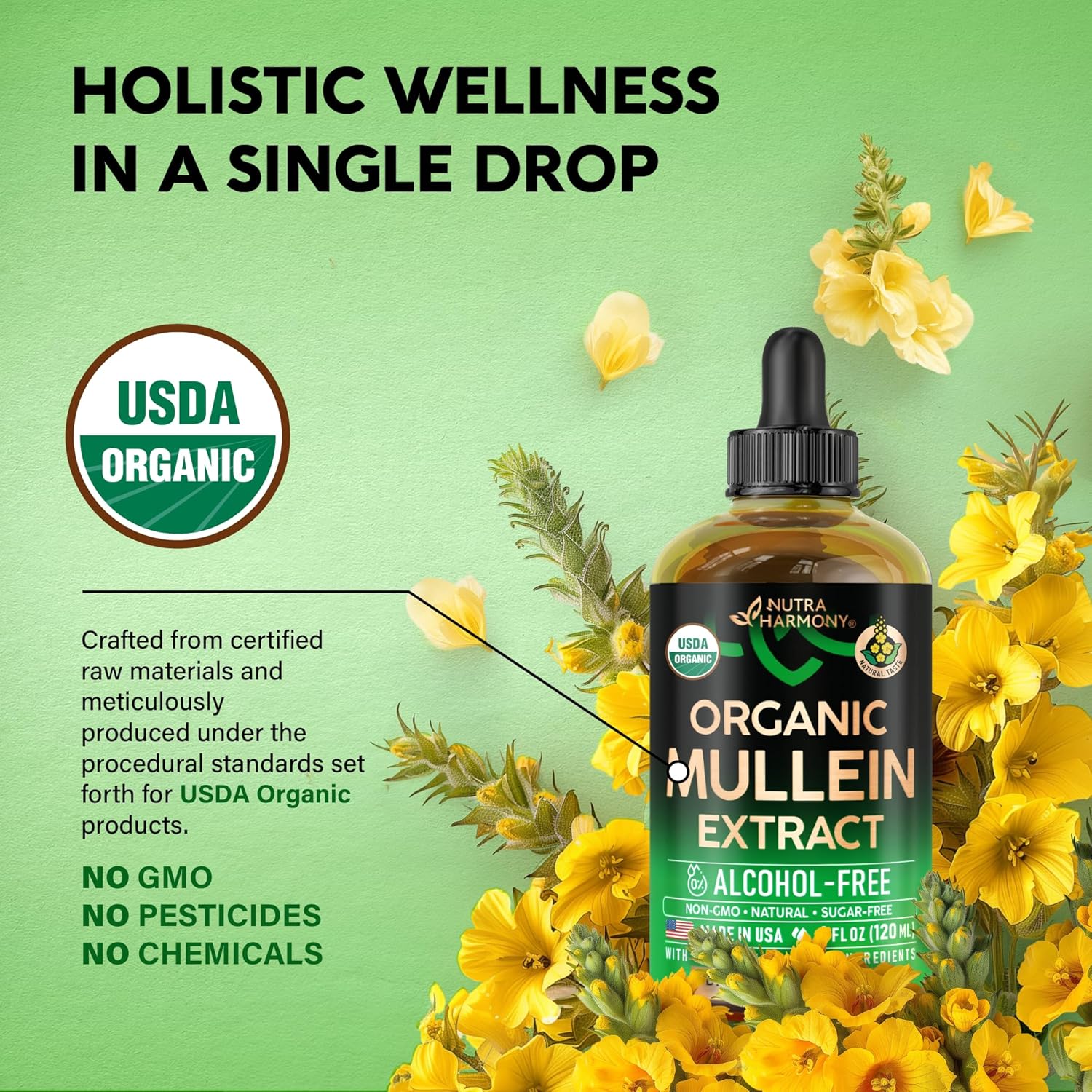 Mullein Drops for Lungs - USDA Organic Liquid