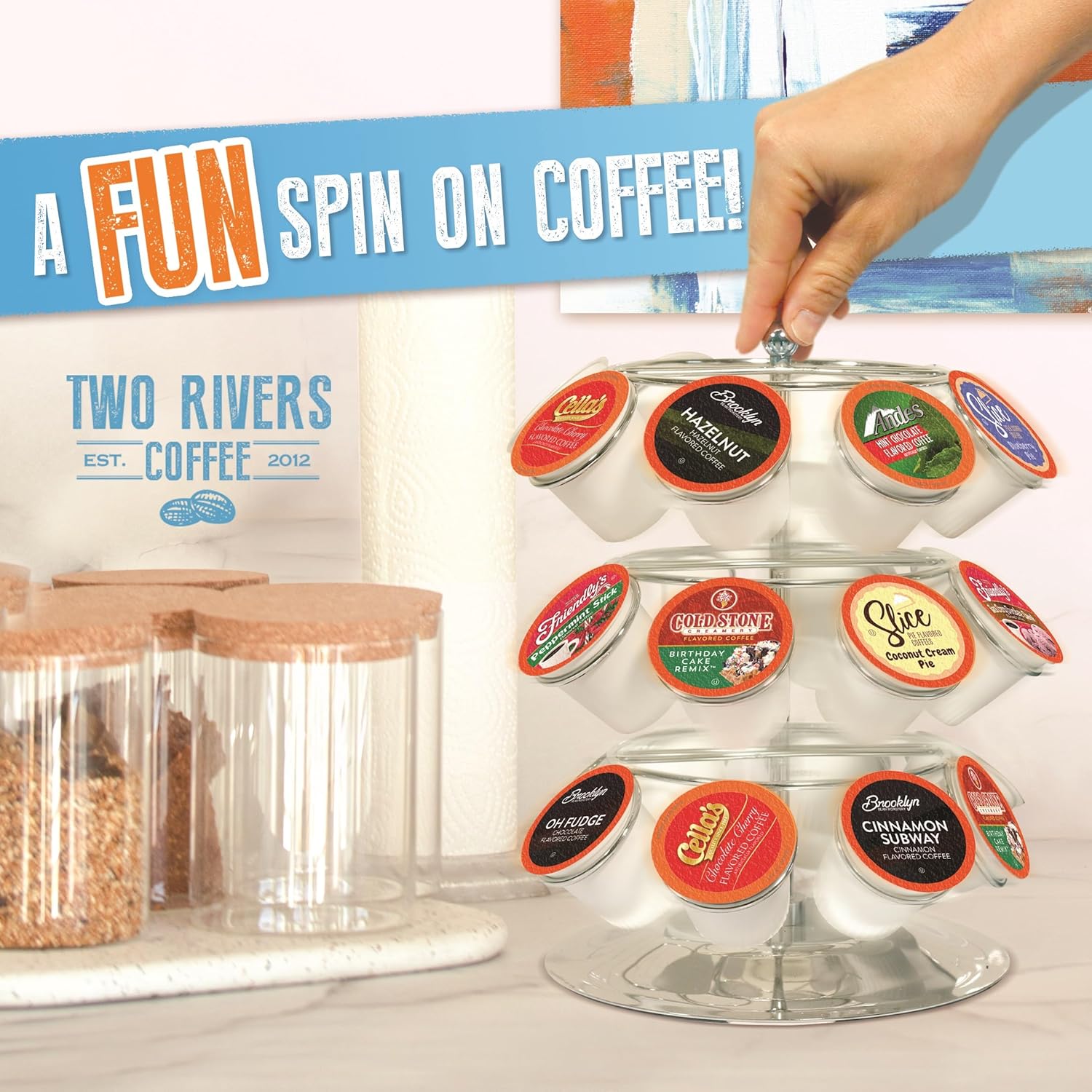 Two Rivers Coffee Flavored Coffee Pods Compatible with Keurig K Cup Brewers
