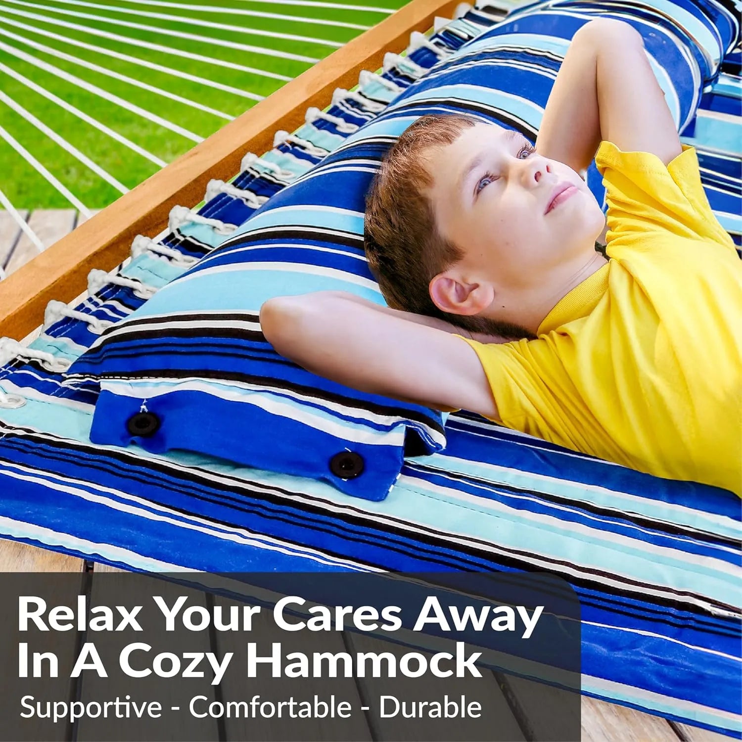 Sunnydaze Quilted Outdoor Hammock with Spreader Bars