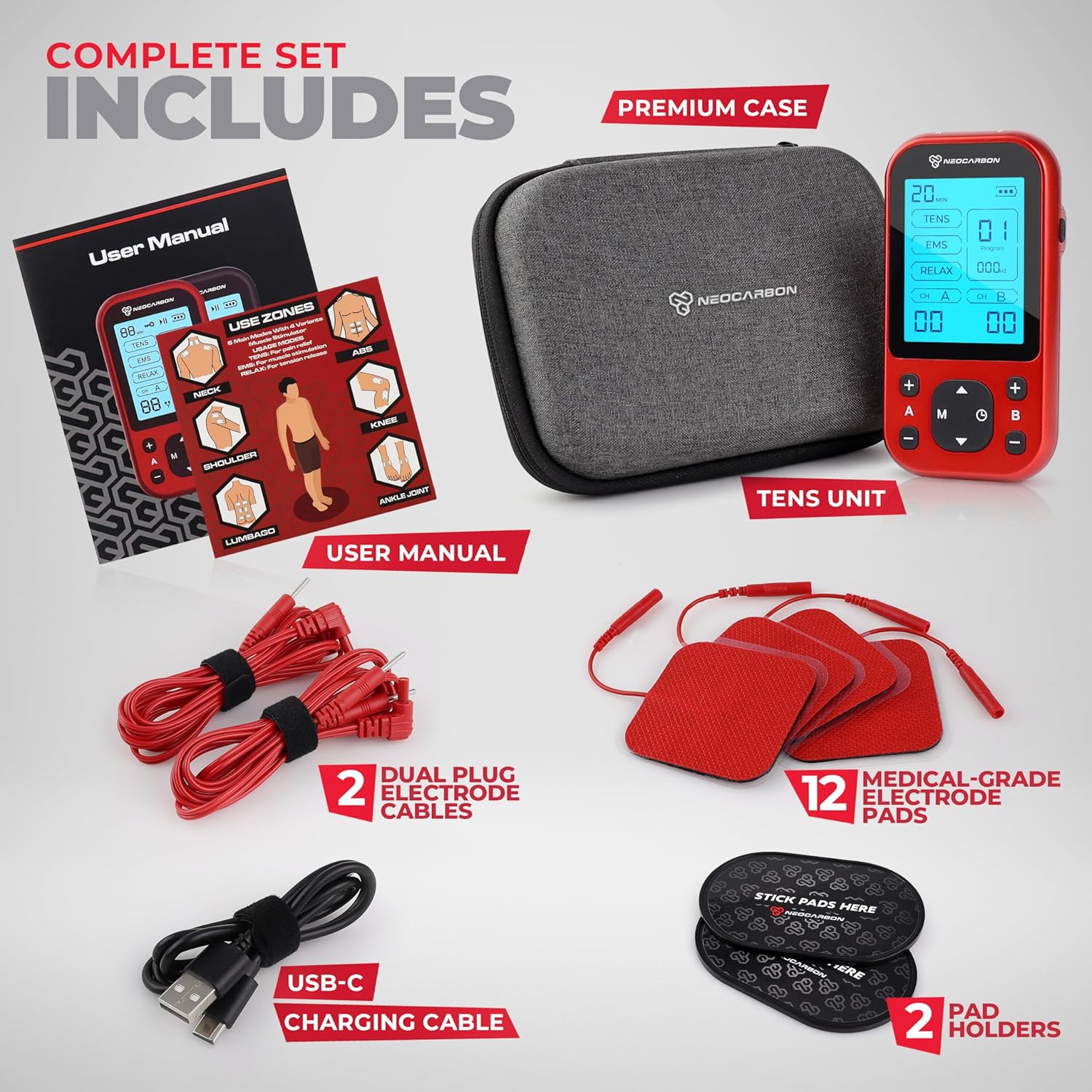 TENS Unit Muscle Stimulator Pro for Back Pain Relief