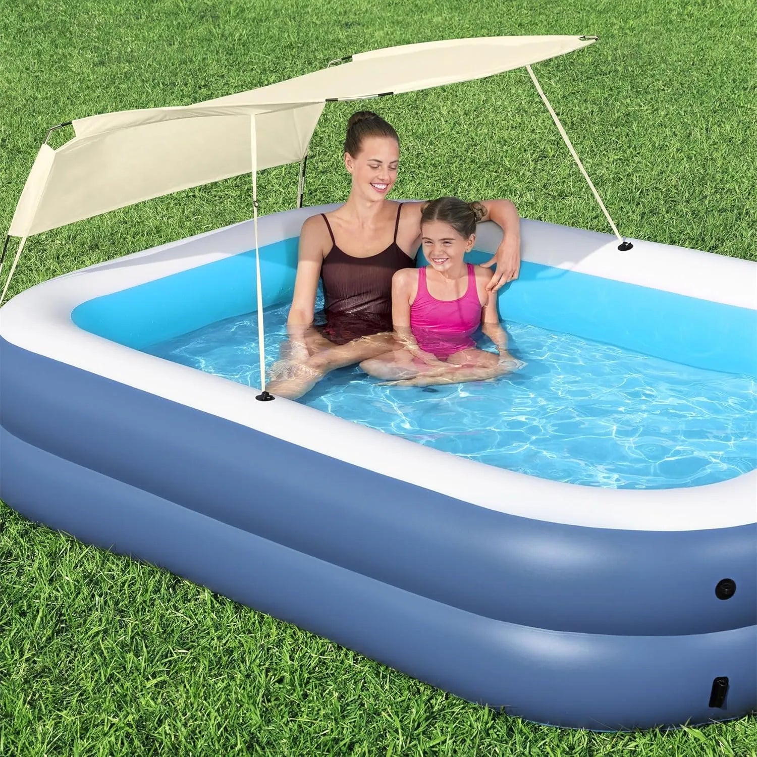 H2OGO! 8 Foot 4 Inch x 70 Inch Summer Bliss Shaded Inflatable Family Pool for Kids