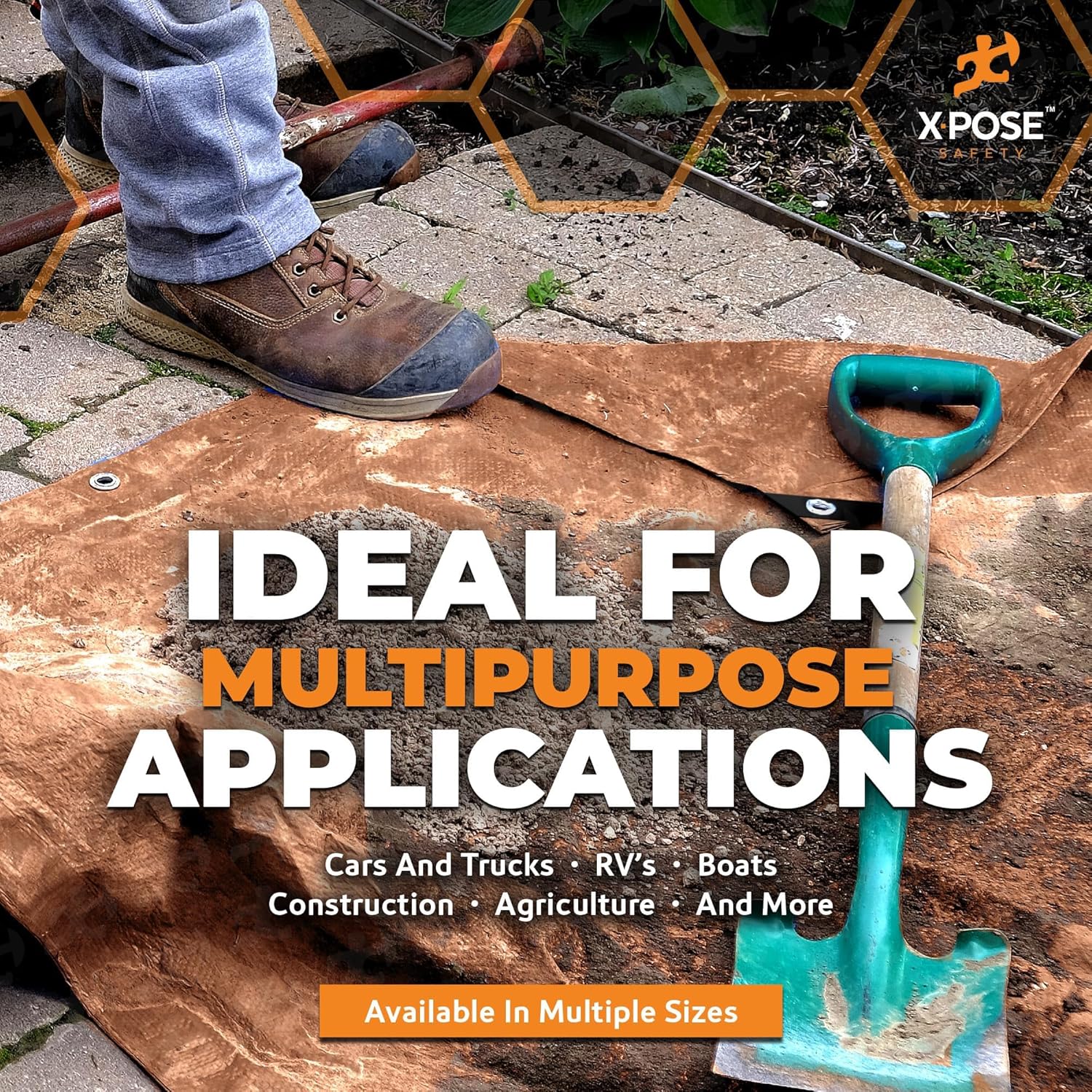 Multipurpose Protective Cover Brown Poly Tarp 30' x 40'