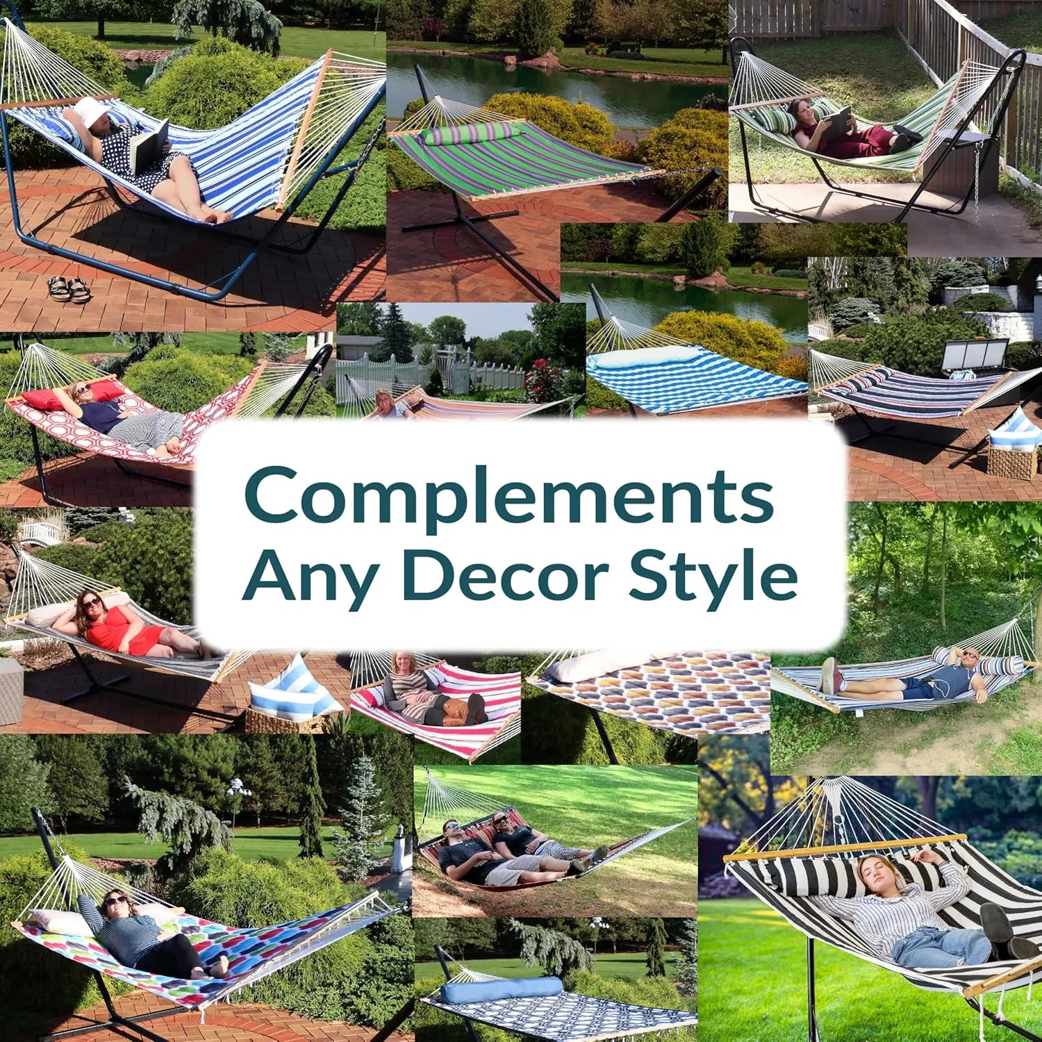 Sunnydaze Quilted Outdoor Hammock with Spreader Bars
