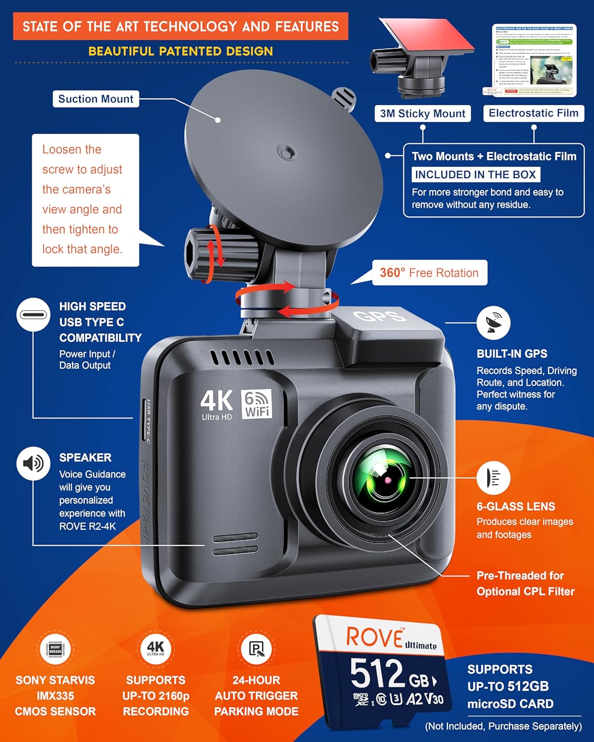 ROVE R2-4K DUAL Dash Cam