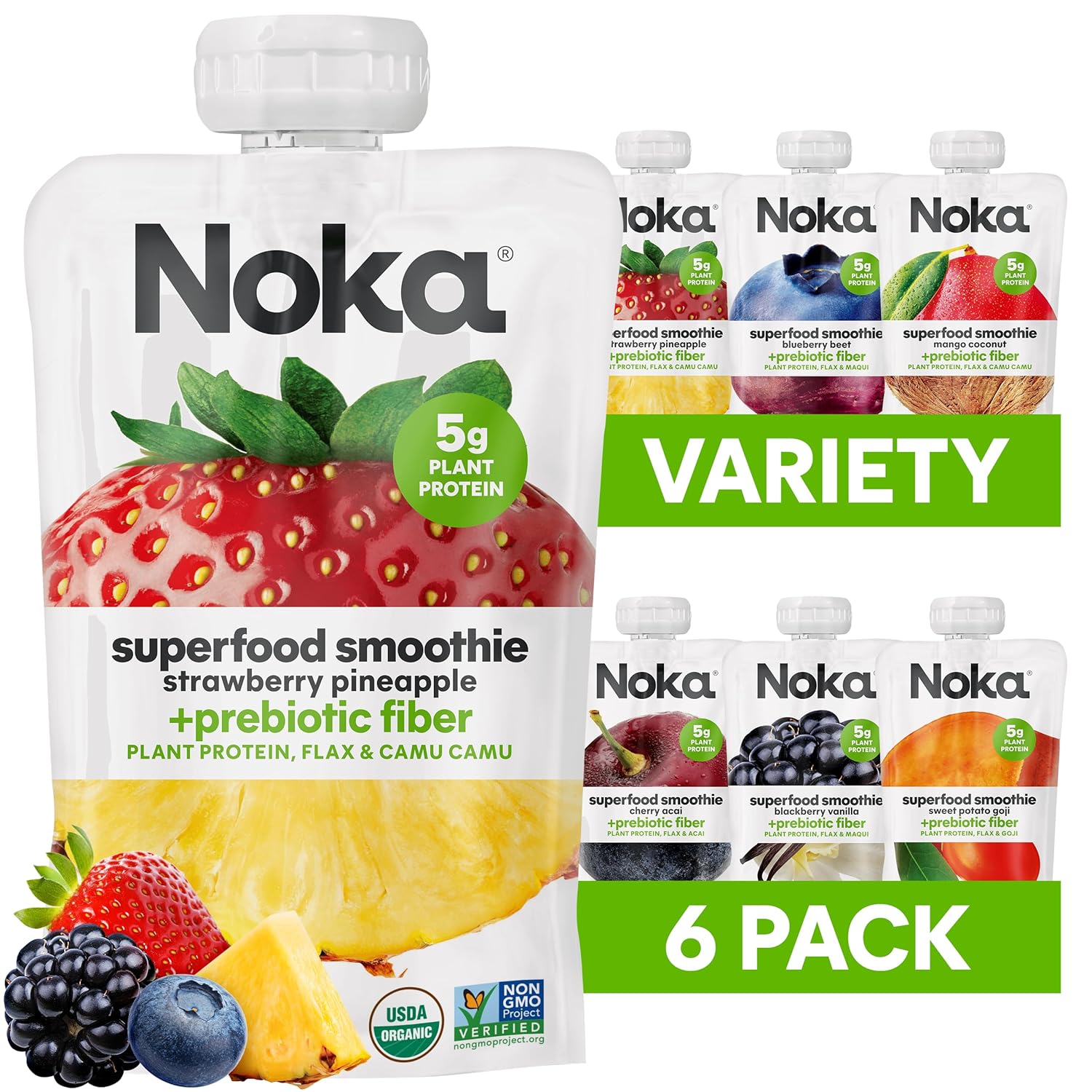 Noka Superfood Fruit Smoothie Pouches Variety Pack