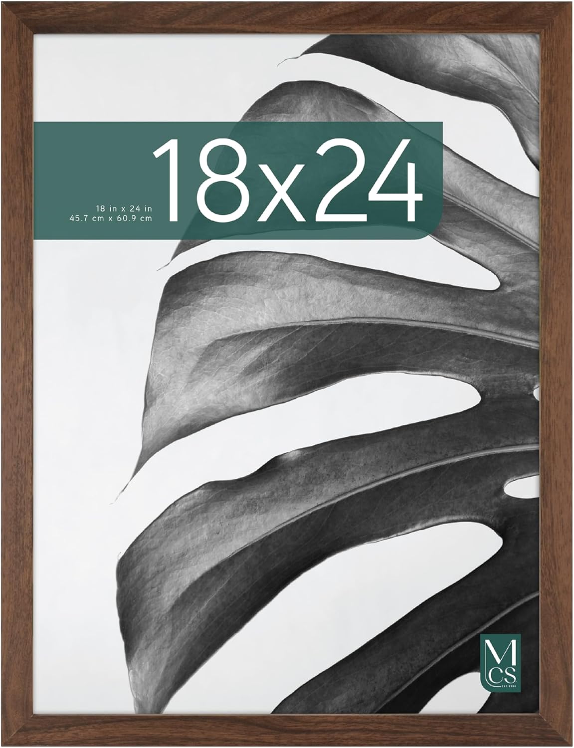 MCS Studio Gallery 18x24 Poster Frame Walnut Woodgrain Engineered Wood Vertical & Horizontal Wall Hanging Large Picture Frame for Photos Posters & Art Prints (1-Pack)