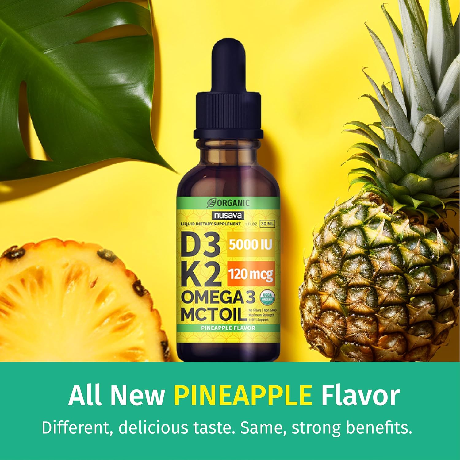 (2 Pack) Organic Vitamin D3 K2 Drops with MCT Oil Omega 3