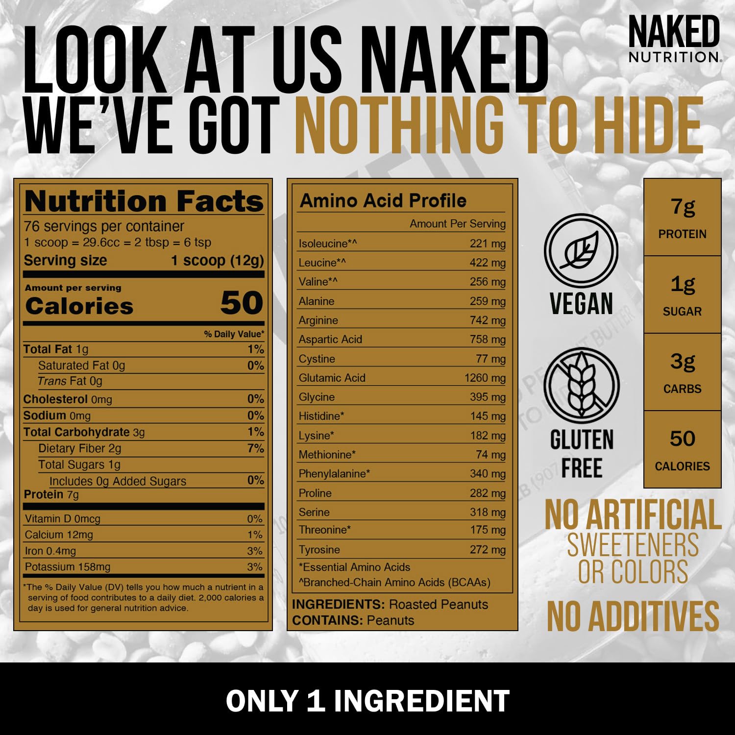2 LB Powdered Peanut Butter from US Farms ‚Äì Bulk Only 1 Ingredient - Roasted Peanuts Vegan No Additives Preservative Free No Salt No Sugar - 76 Servings - NAKED PB