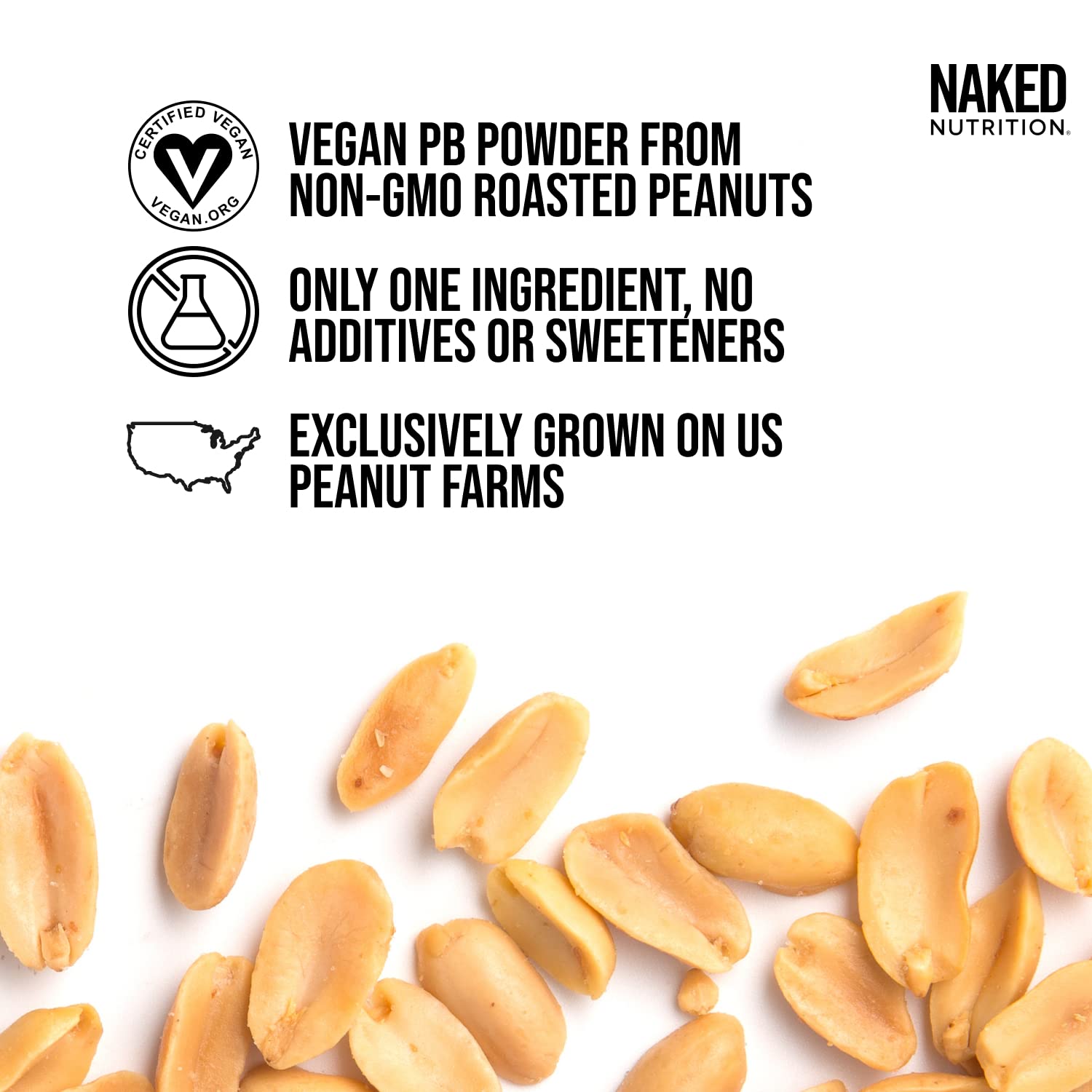 2 LB Powdered Peanut Butter from US Farms ‚Äì Bulk Only 1 Ingredient - Roasted Peanuts Vegan No Additives Preservative Free No Salt No Sugar - 76 Servings - NAKED PB