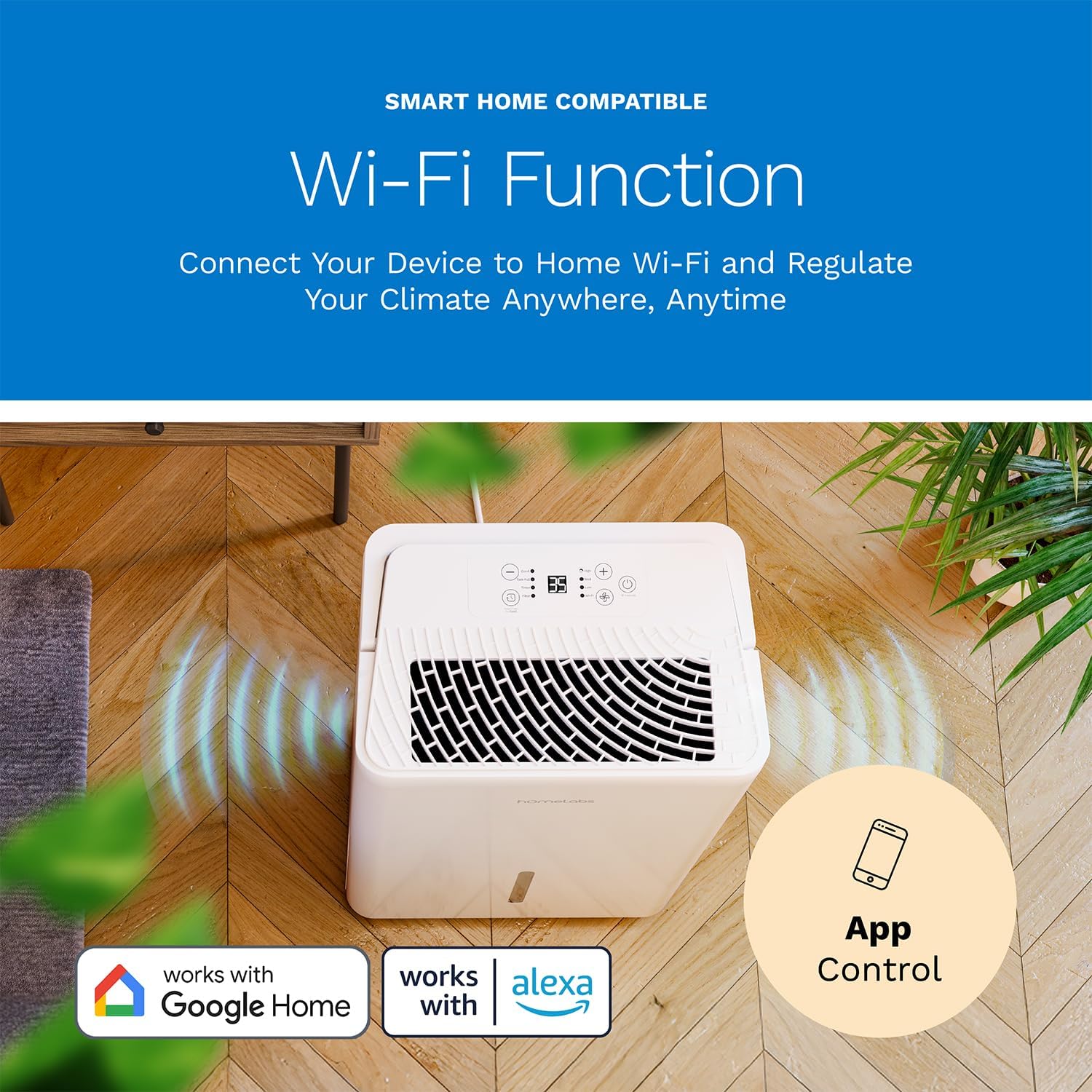 hOmeLabs 32 Pint Wi-Fi Dehumidifier for up to 4,500 Sq Ft Rooms