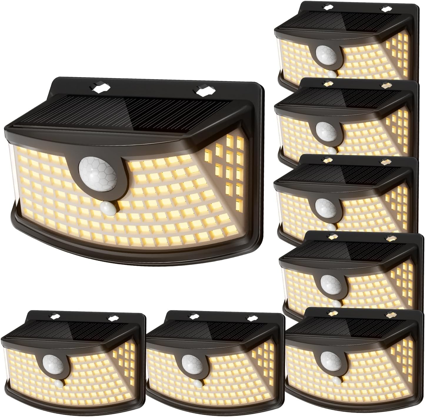 Aootek New Solar Motion Sensor Lights 120 LEDs with Lights Reflector 270¬∞ Wide Angle IP65 Waterproof Step Lights for Front Door Yard Garage Deck (Black Warm White 8-Pack)