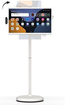 ApoloSign 24 Inch FHD Smart Portable TV on Wheels Android 16 EDLA Certified 128GB Storage Built-in 5200mAh Battery Voice Remote Touchscreen TV with Rolling Stand for Home Office - Gen2