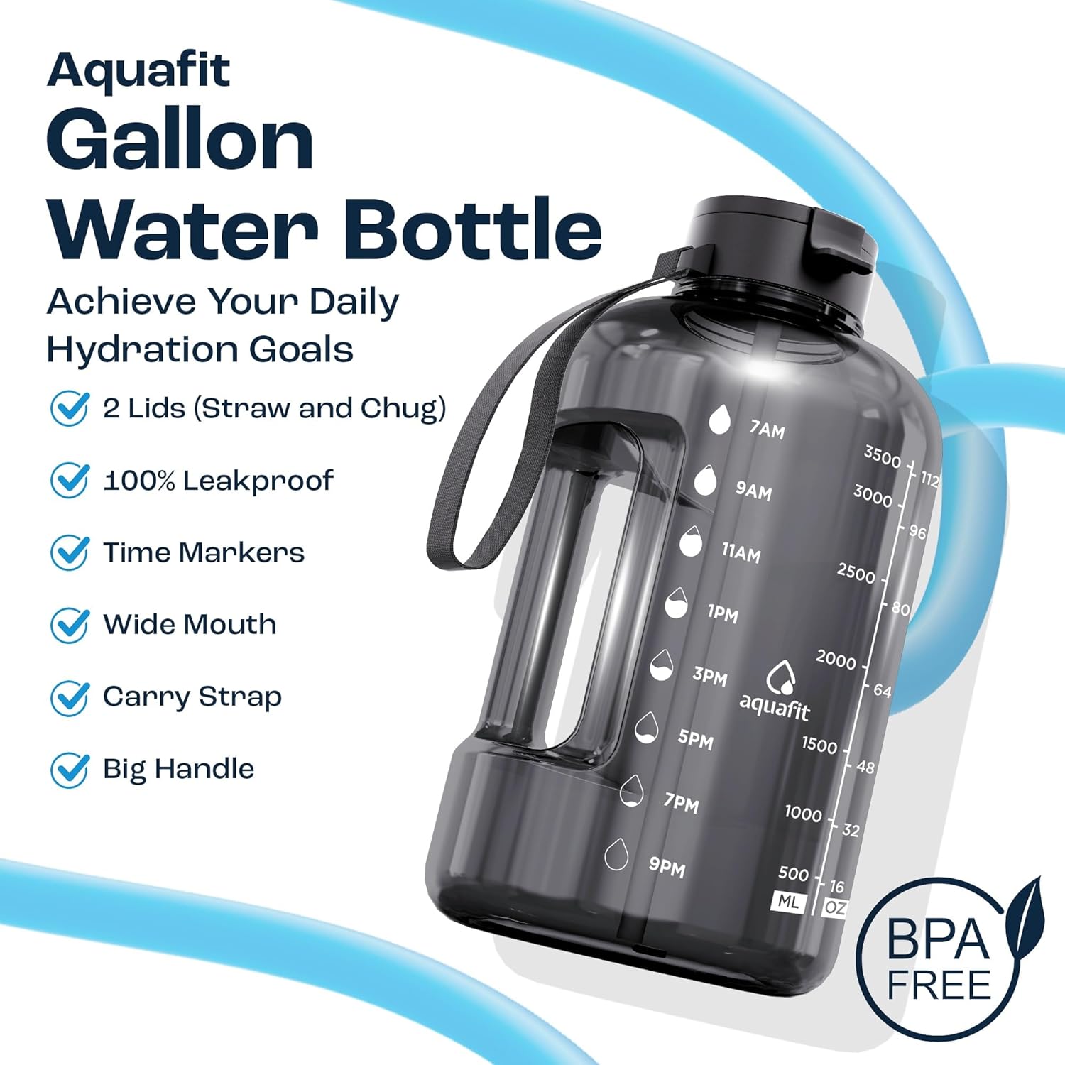 AQUAFIT 1 Gallon Water Bottle with Time Marker