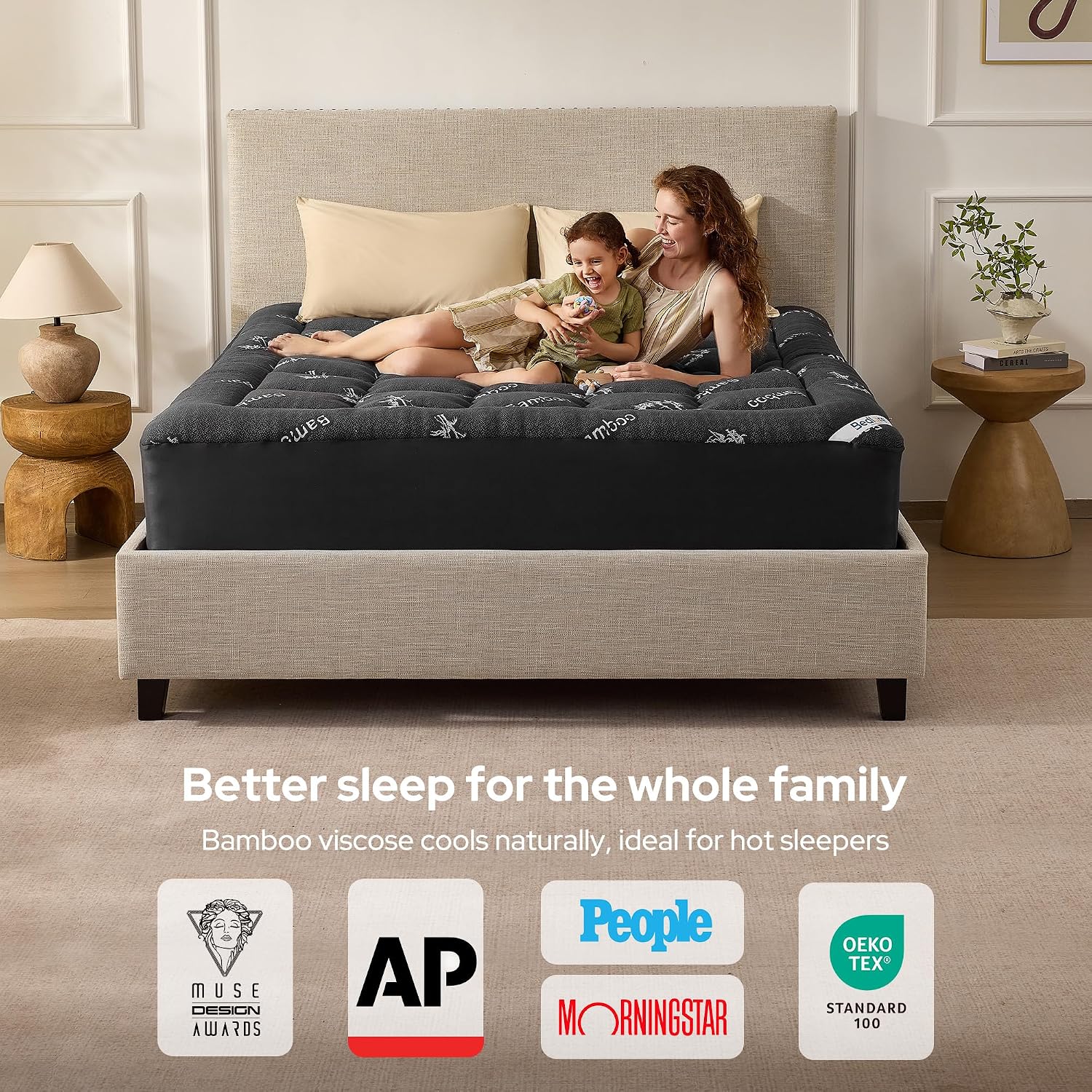 BEDLORE Queen Mattress Topper, Thick Soft Pillow Top Bed Topper