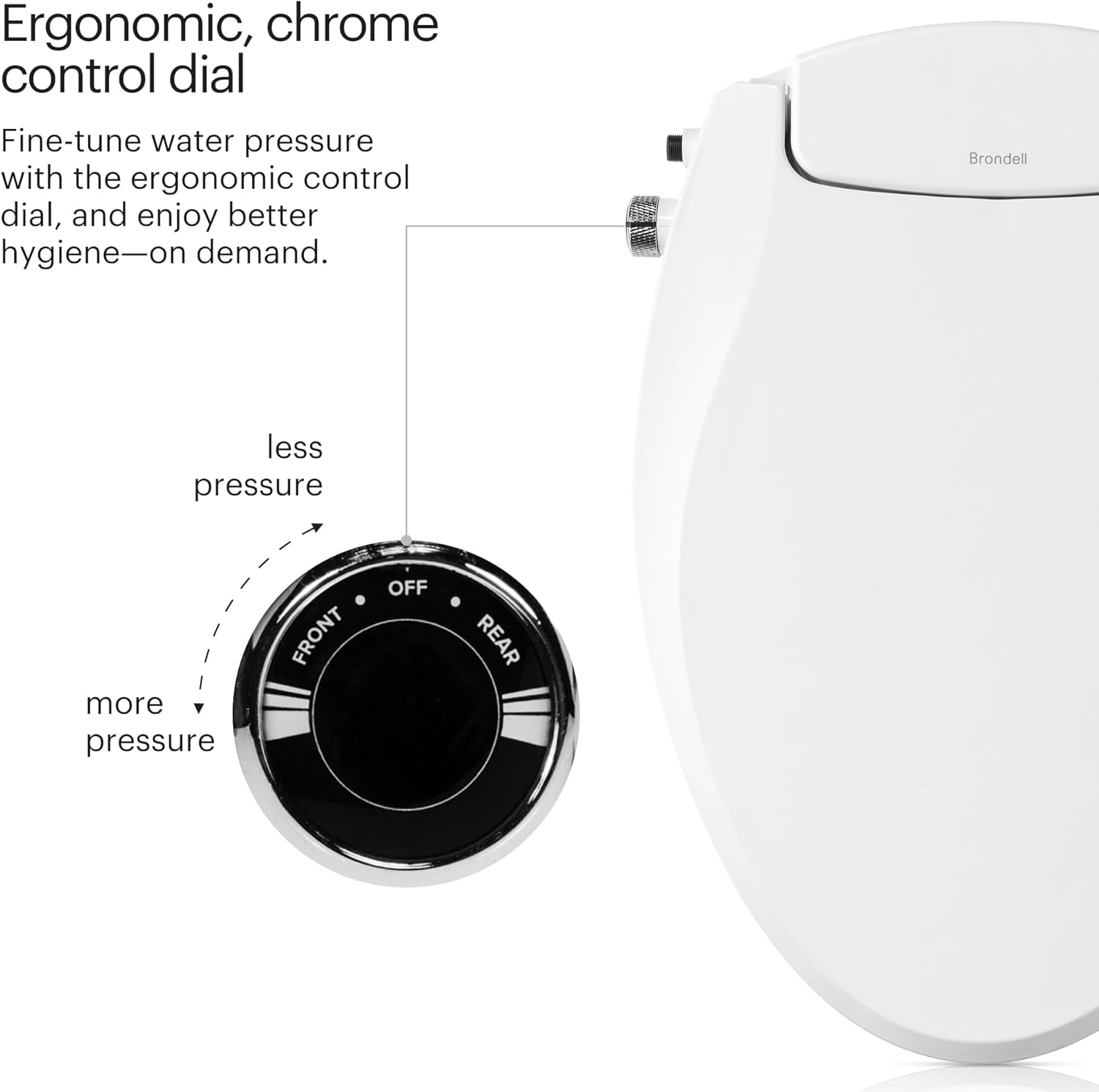 Brondell Bidet Toilet Seat Non-Electric Swash Seat Fits Round Toilets White ‚Äì Dual Nozzle System Ambient Water Temperature ‚Äì Bidet with Easy Installation