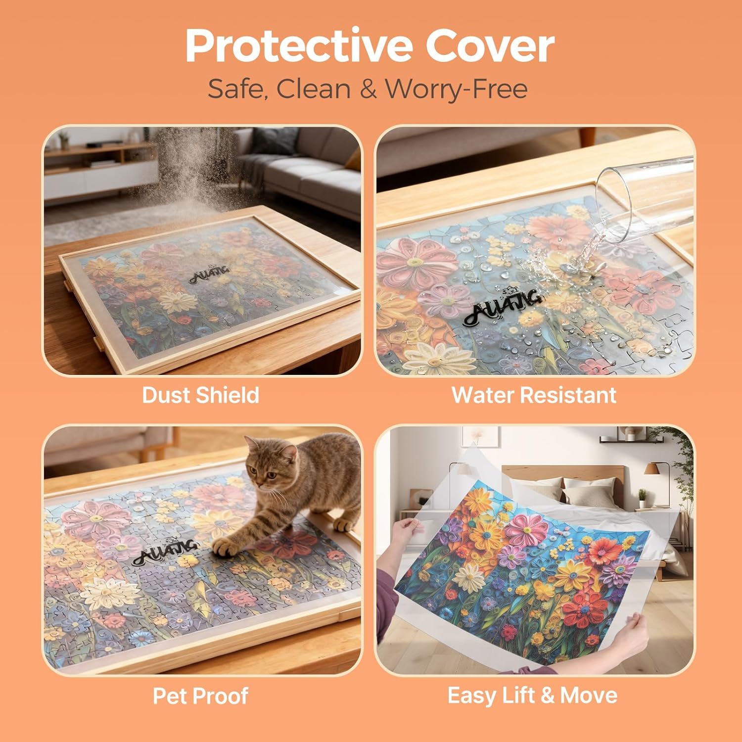 ALL4JIG 2000 Piece Rotating Puzzle Board with 4 Drawers and Cover 28.5"x40.16"Portable Wooden Jigsaw Puzzle Table for Adults Lazy Susan Spinning Boards Birthday Gift for mom Surface for Lego Building