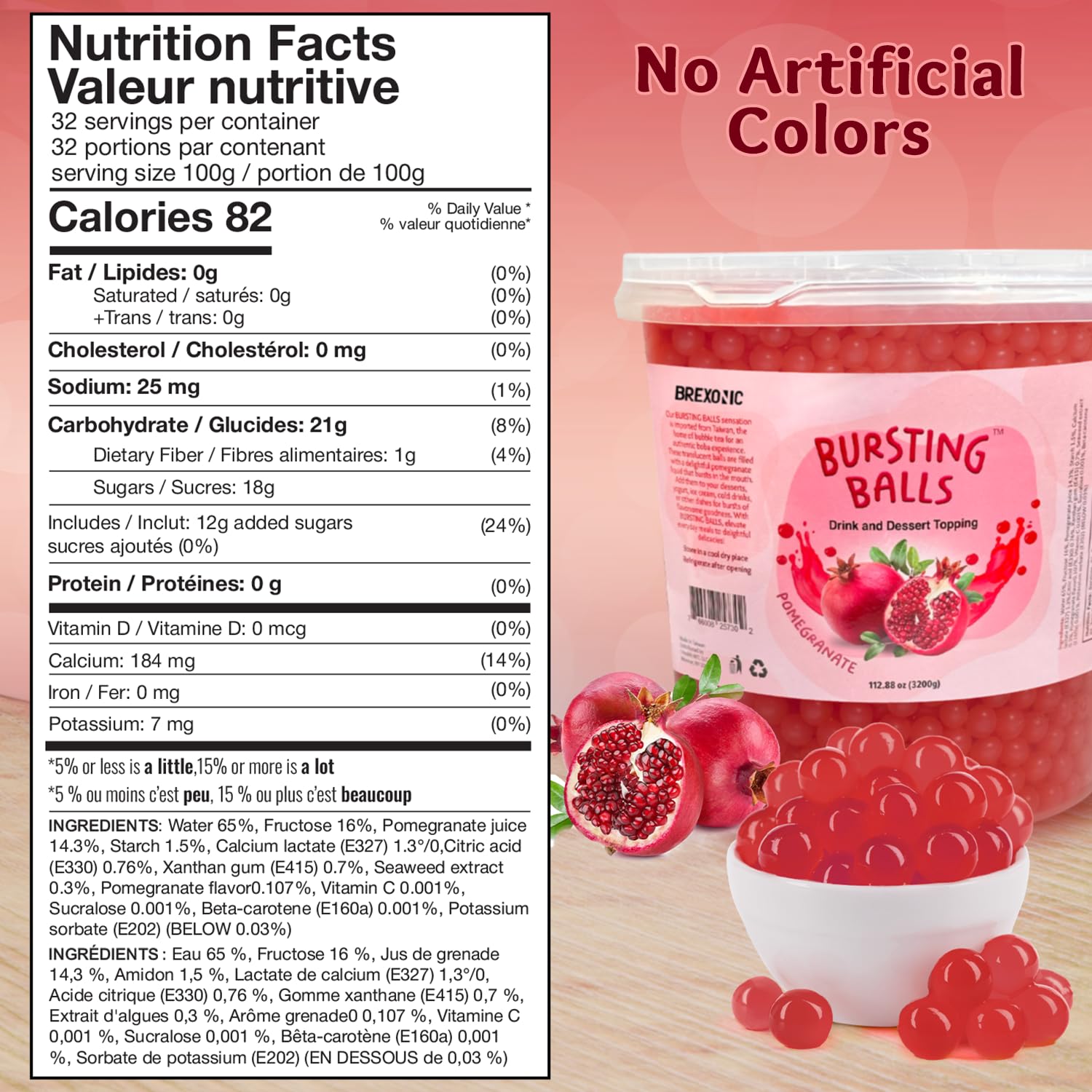 Pomegranate Boba Pearls Pomegranate Popping Boba Bursting Boba Bubble Tapioca Pearls For Bubble Tea No Artificial Colors (7 LB Pack of 1)
