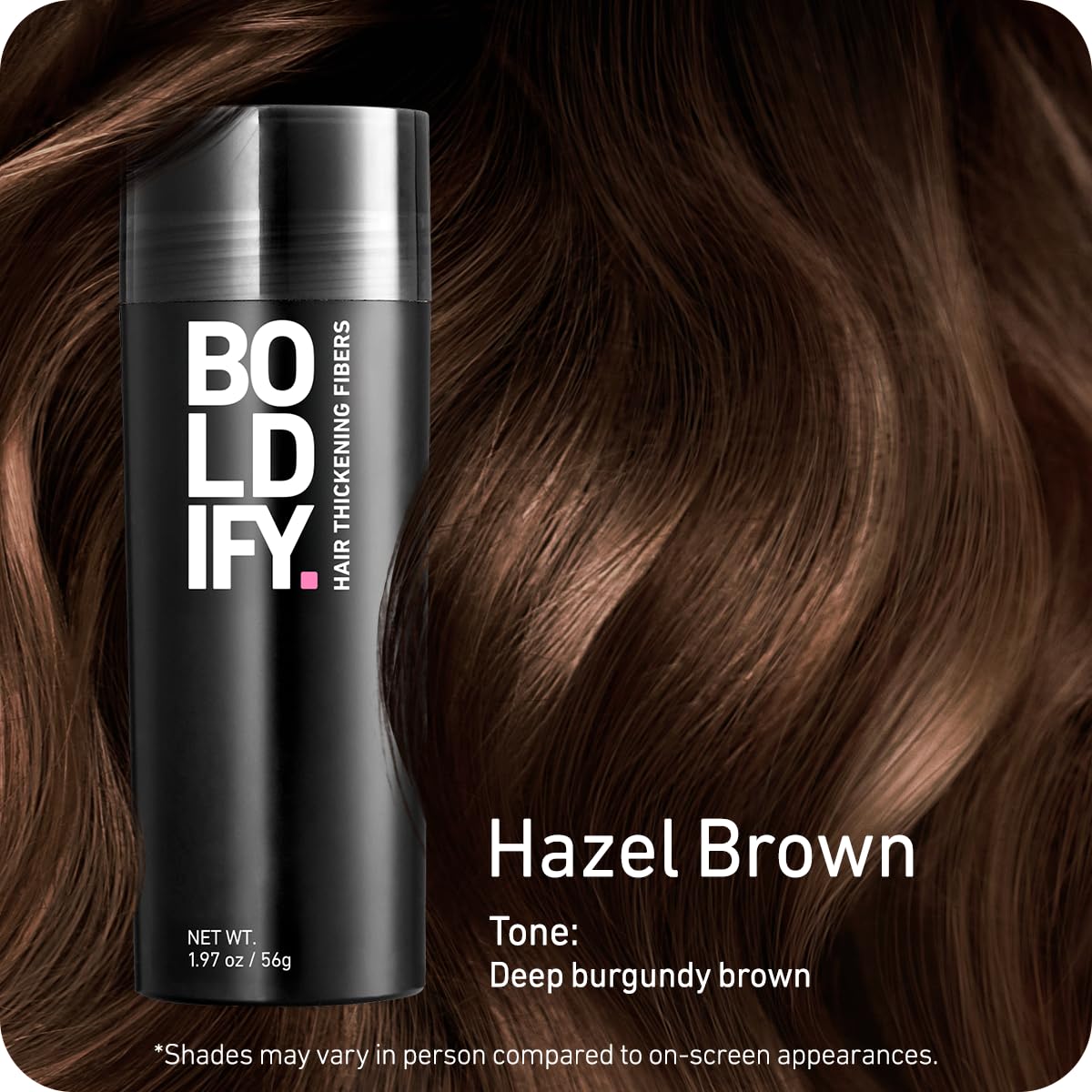 BOLDIFY Hair Fibers (56g) - Fill In Thinning and Fine Hair for an Instantly Fuller Thicker Look - 14 Shades for Women & Men - Hazel Brown