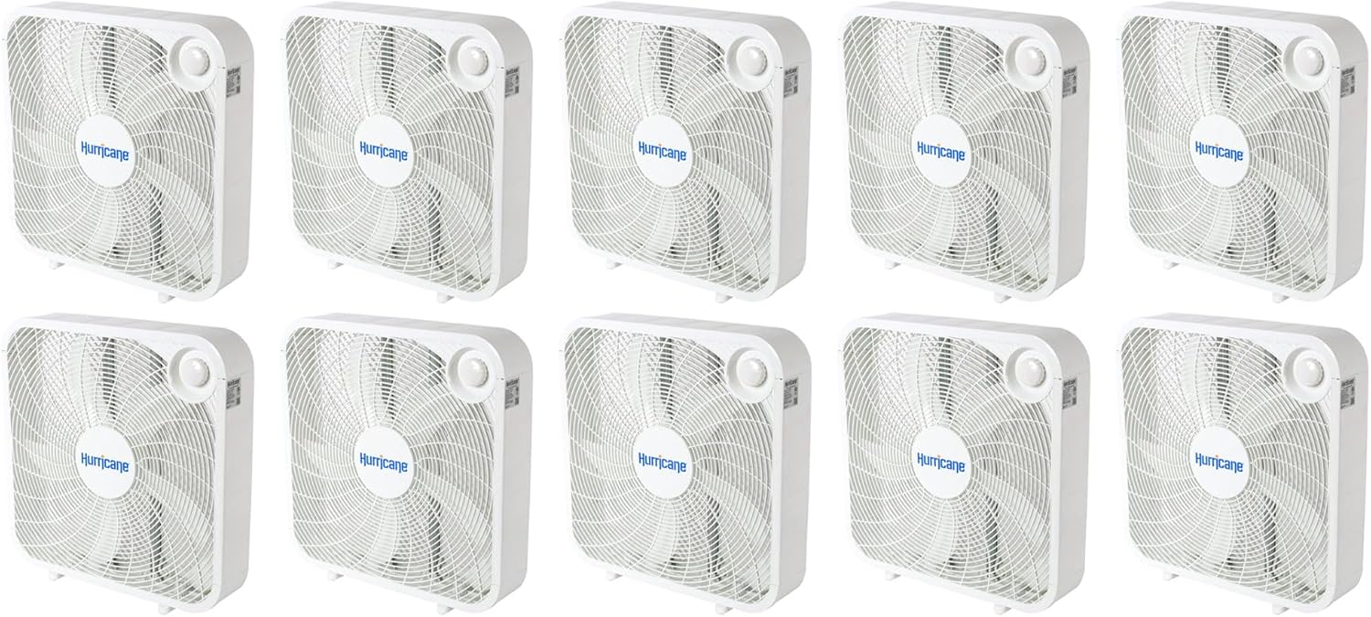 Hurricane 10 Pack Floor Box Fan Classic Series with 3 Speed Settings, 20 Inch