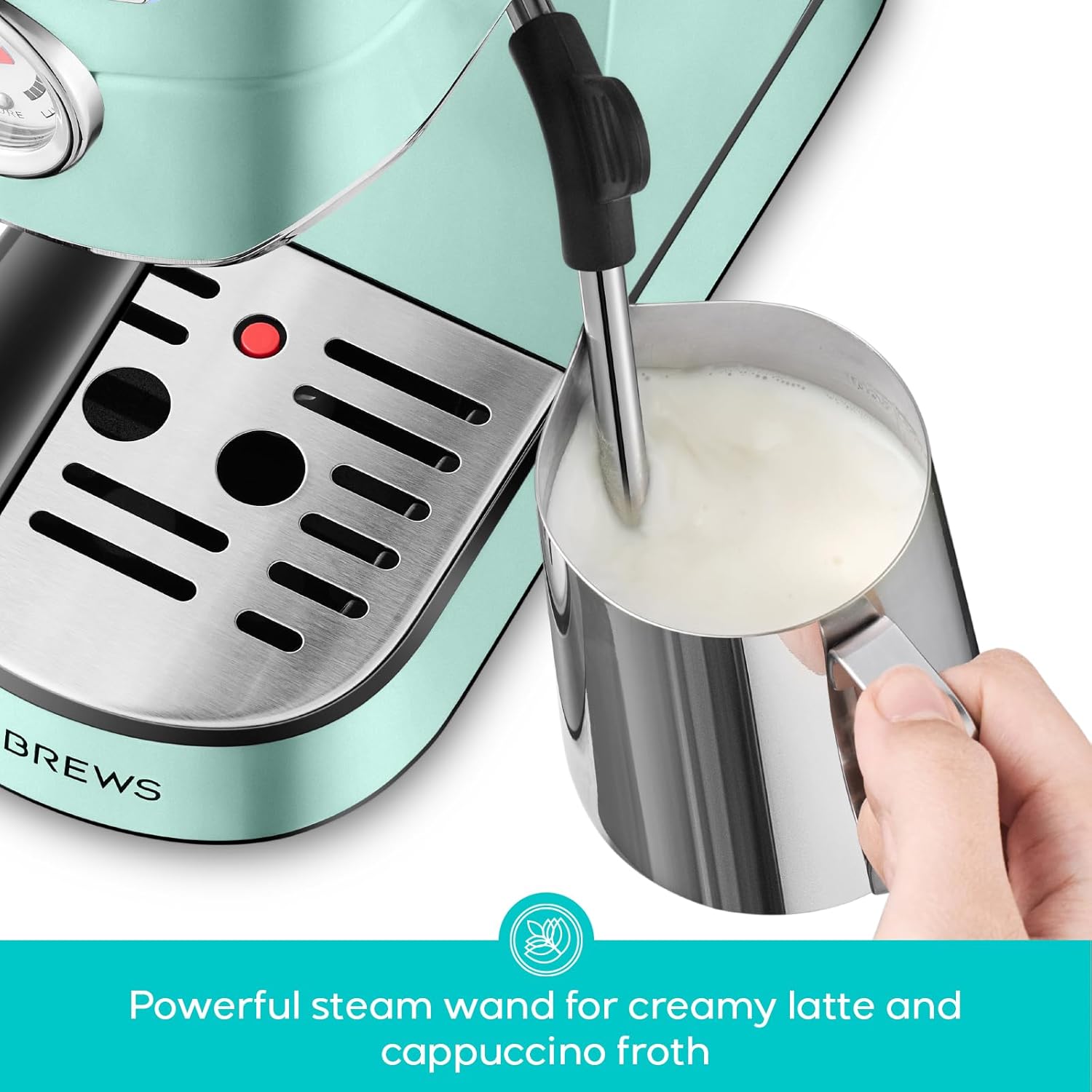 CASABREWS CM5418 Espresso Machine 20 Bar Compact Espresso Maker with Steam Milk Frother Stainless Steel Coffee Machine with 34oz Removable Water Tank for Cappuccino Latte Pastel Green