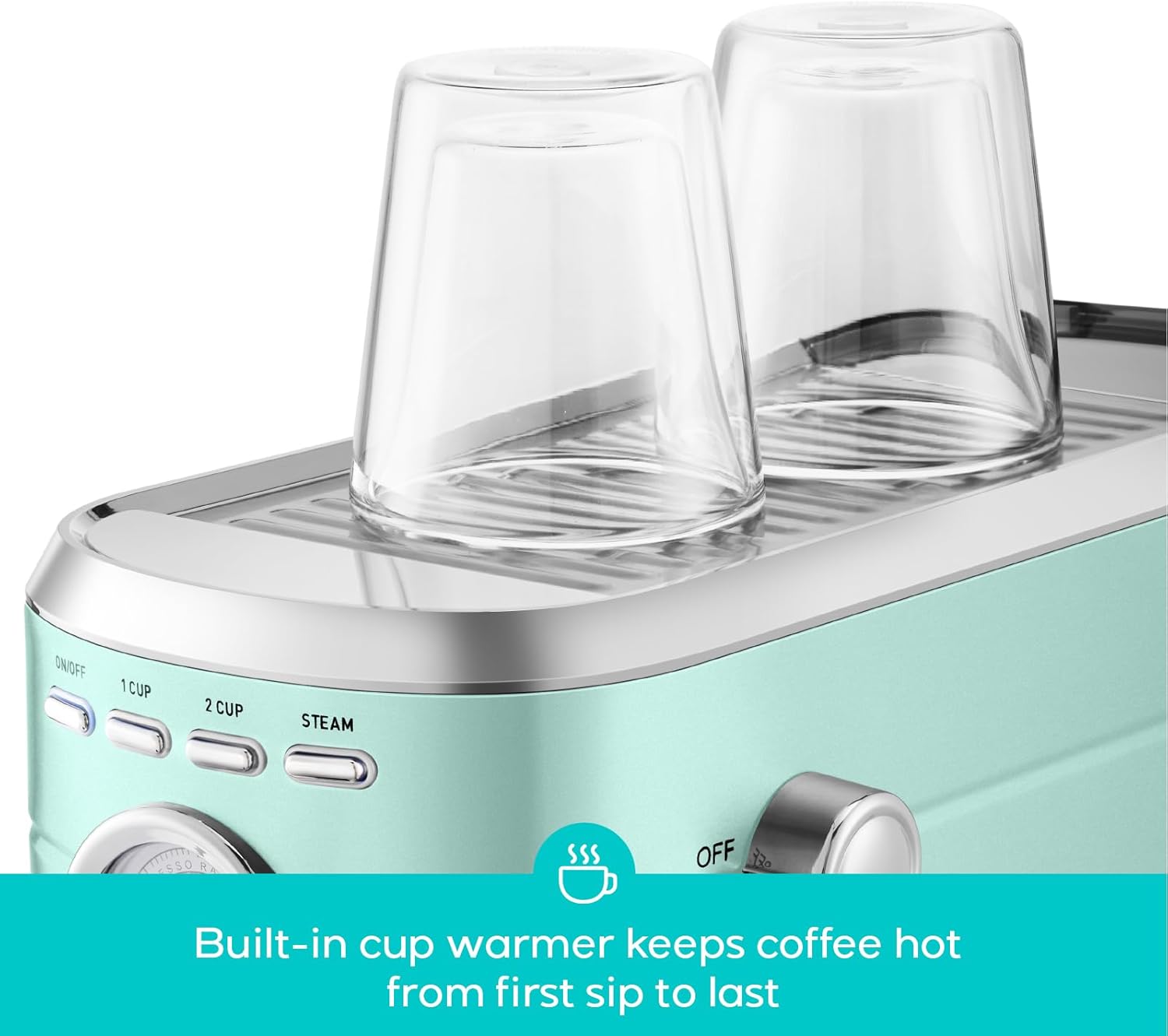 CASABREWS CM5418 Espresso Machine 20 Bar Compact Espresso Maker with Steam Milk Frother Stainless Steel Coffee Machine with 34oz Removable Water Tank for Cappuccino Latte Pastel Green