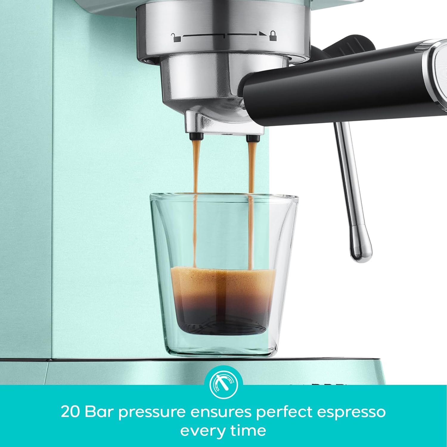CASABREWS CM5418 Espresso Machine 20 Bar Compact Espresso Maker with Steam Milk Frother Stainless Steel Coffee Machine with 34oz Removable Water Tank for Cappuccino Latte Pastel Green