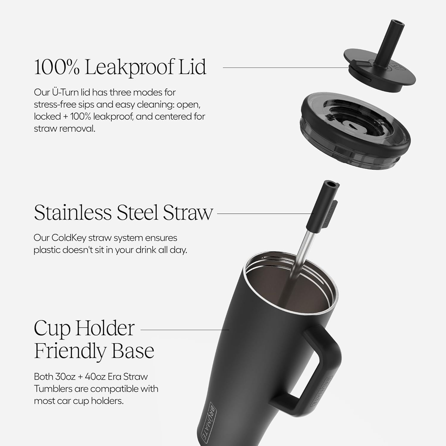 Br√ºMate Era 40 oz Tumbler with Handle & Straw | 100% Leakproof Insulated Water Bottle Tumbler with Lid & Flexible SoftSip Straw | Made of Stainless Steel | Cup Holder Friendly | 40oz (Onyx Leopard)