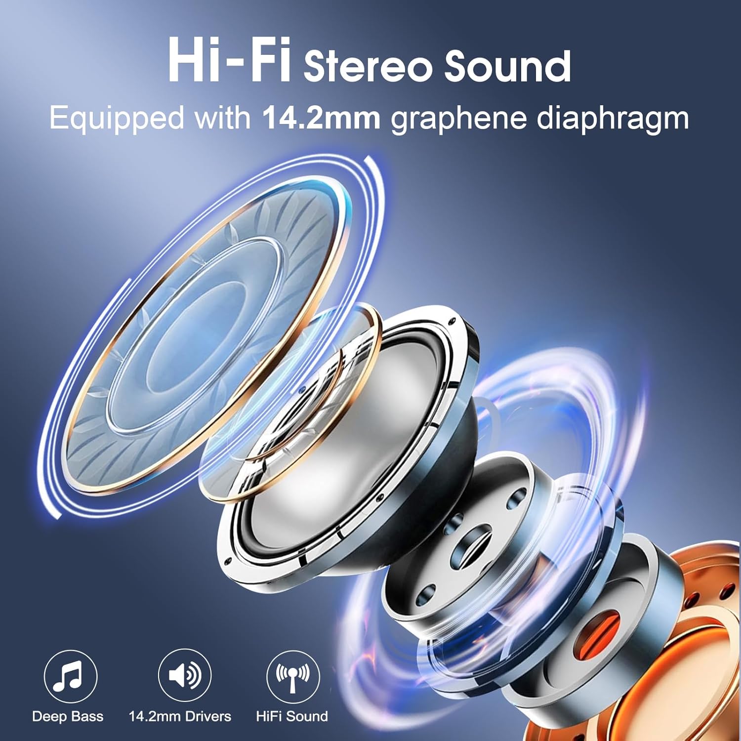 Wireless Earbuds 75hrs Bluetooth 5.4 Headphone Sport 2026 Bluetooth Earbuds Stereo Deep Bass Over Ear Bud with Earhooks ENC Noise Cancelling Mic IPX7 Waterproof Earphone for Gym/Running/Workout