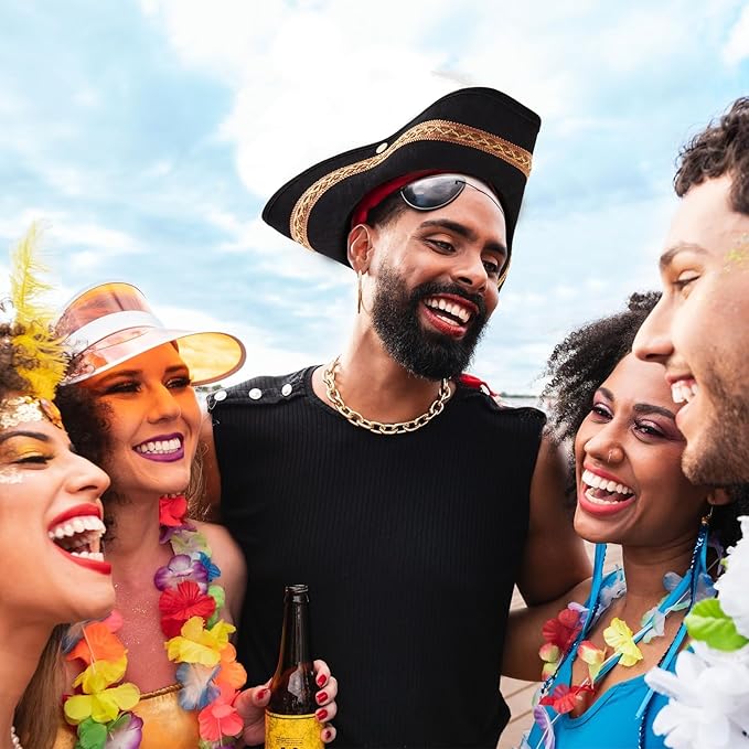 Juvale Pirate Hat Tricorn with Feather – Pirate Hats for Adults & Reenactment