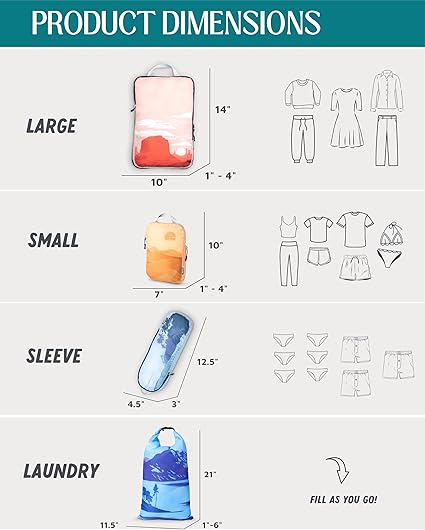 Compression Packing Cubes Set for Travel