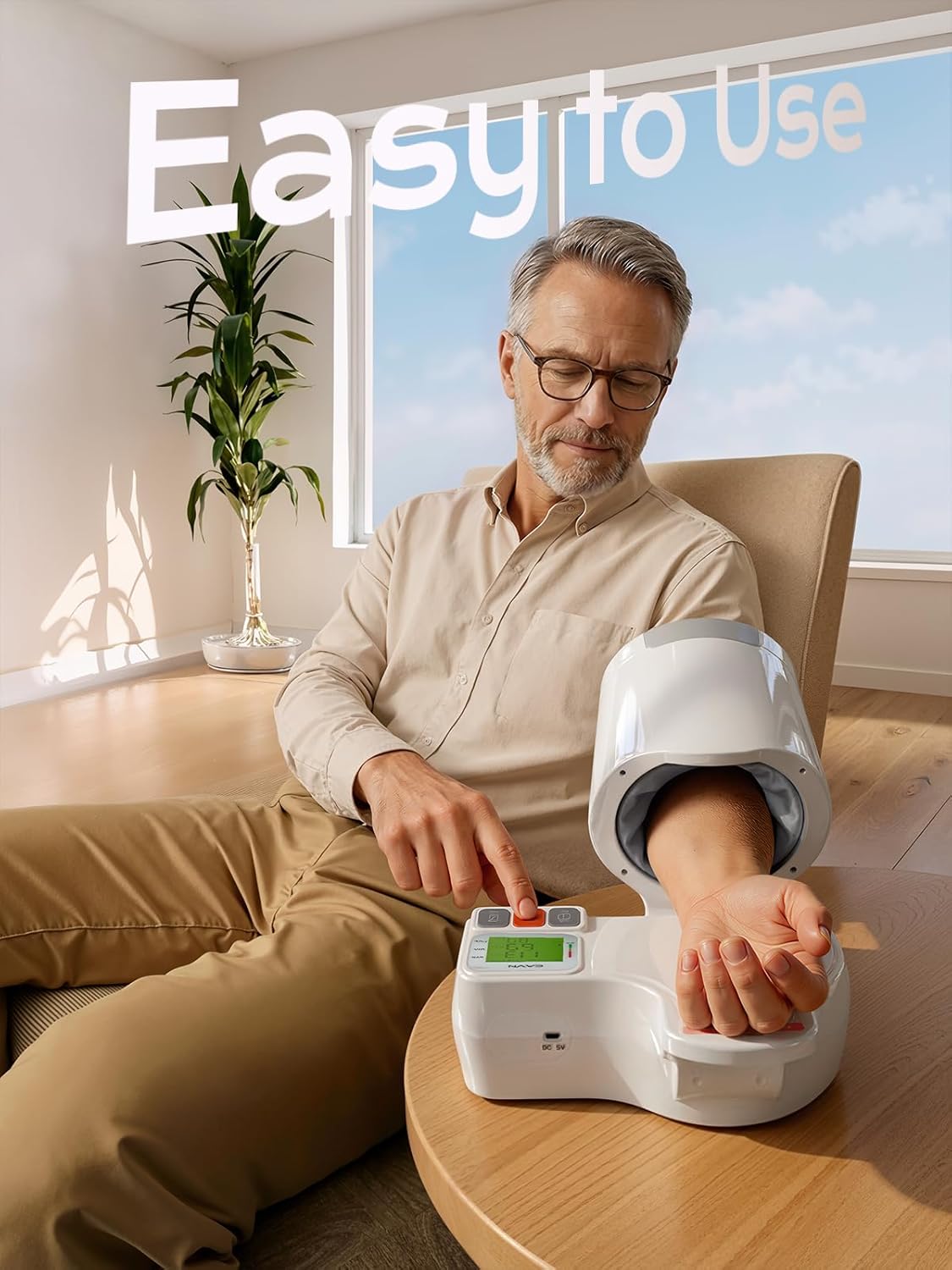 CAVN Blood Pressure Monitor One-Touch Barrel-Type Upper Arm Blood Pressure Monitors for Home Use No-Wrap Auto-Fit Design Fits Arms 7.1"-16.5" 3-Color Backlight 2 Users 2√ó99 Memory