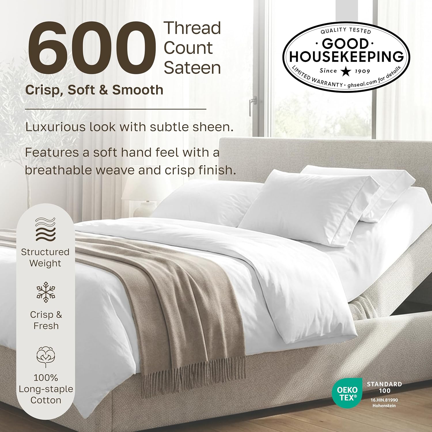 California Design Den Split King Sheet Set - 100% Cotton Luxury 600 Thread Count Breathable Split King Size Sheets for Adjustable Bed Luxury Durable Sheets with Soft Sateen Weave - Blue