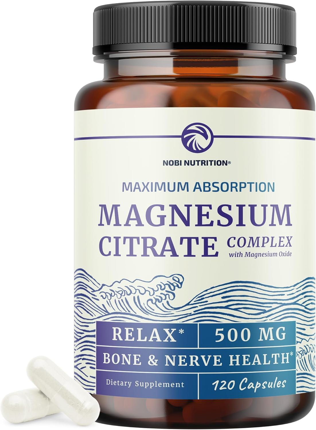 Magnesium Citrate 500 MG (120ct) for Calm & Relaxation | High Absorption Magnesium Supplement with Elemental Mag Oxide | Constipation & Digestion Support | Gluten-Free Soy-Free | 4-Month Supply
