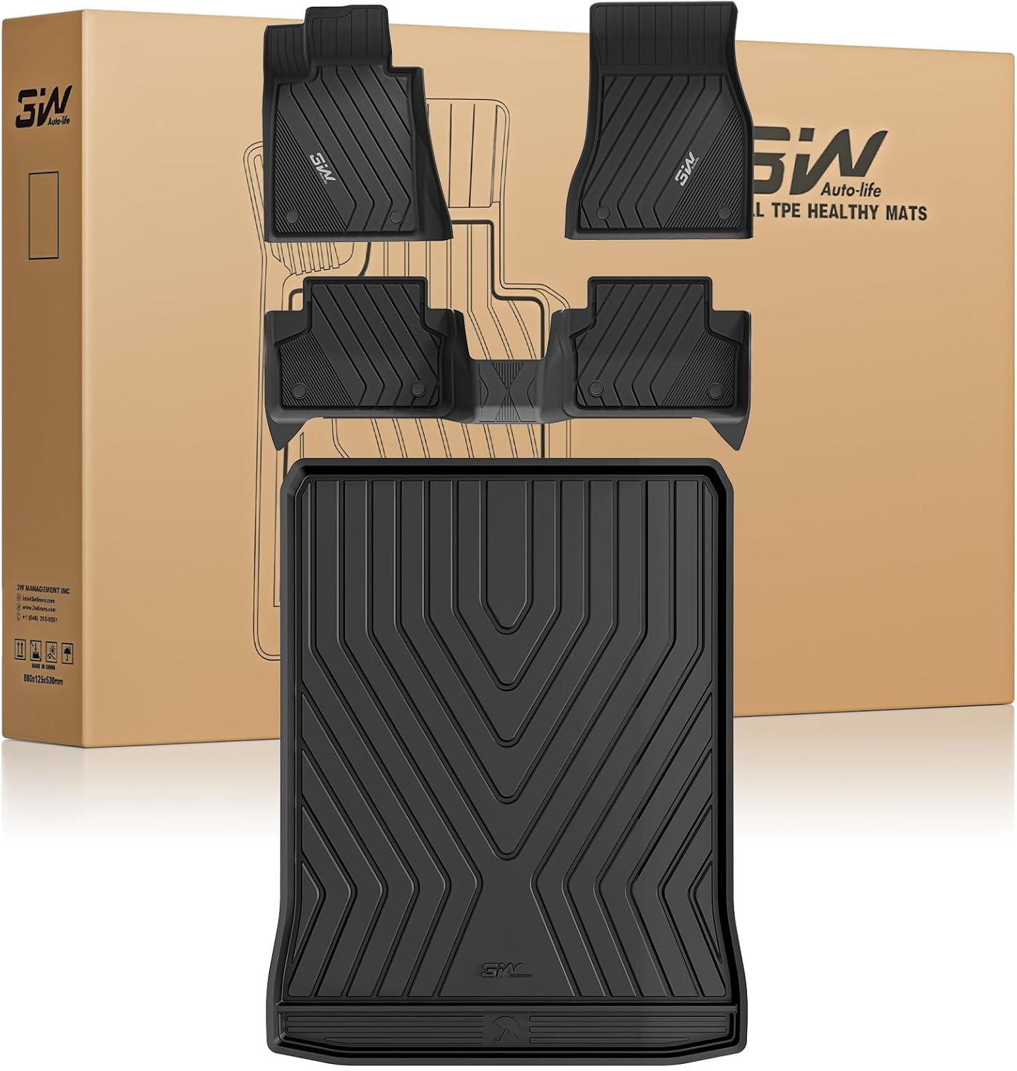 3W Floor Mats & Cargo Liner Fit for BMW 5 Series G30 2017-2023 All Weather TPE Floor Liner Custom Fit for BMW G30 5 Series 520i 530i 535i 540i 540d 550i Full Set Car Accessories (Not for GT & 530e)