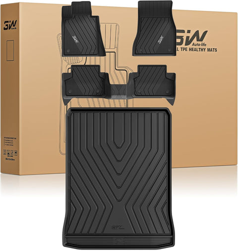 3W Floor Mats & Cargo Liner Fit for BMW 5 Series G30 2017-2023 All Weather TPE Floor Liner Custom Fit for BMW G30 5 Series 520i 530i 535i 540i 540d 550i Full Set Car Accessories (Not for GT & 530e)