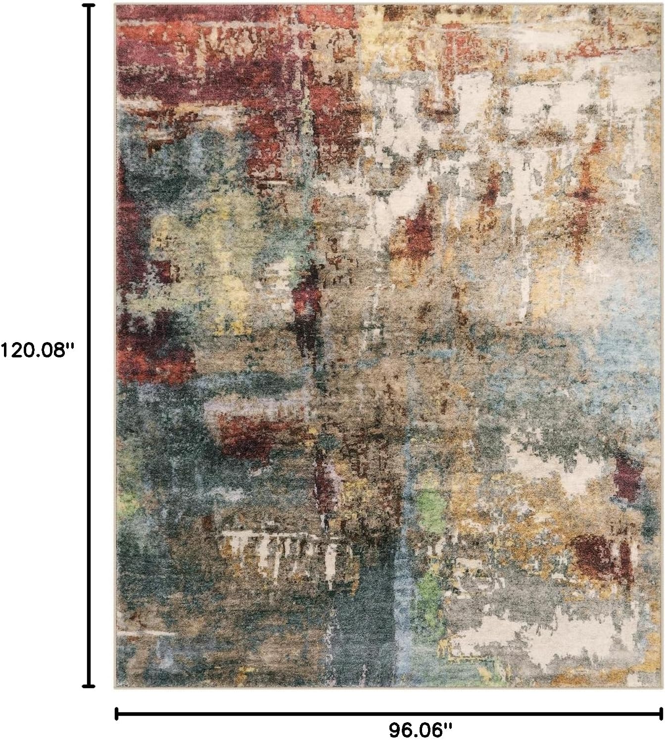 Lahome Modern Abstract Living Room Rug 8x10 Washable 8x10 Area Rugs for Bedroom Stain Resistant Non Slip Large Red Soft Indoor Carpet for Dining Room Table Home Decor