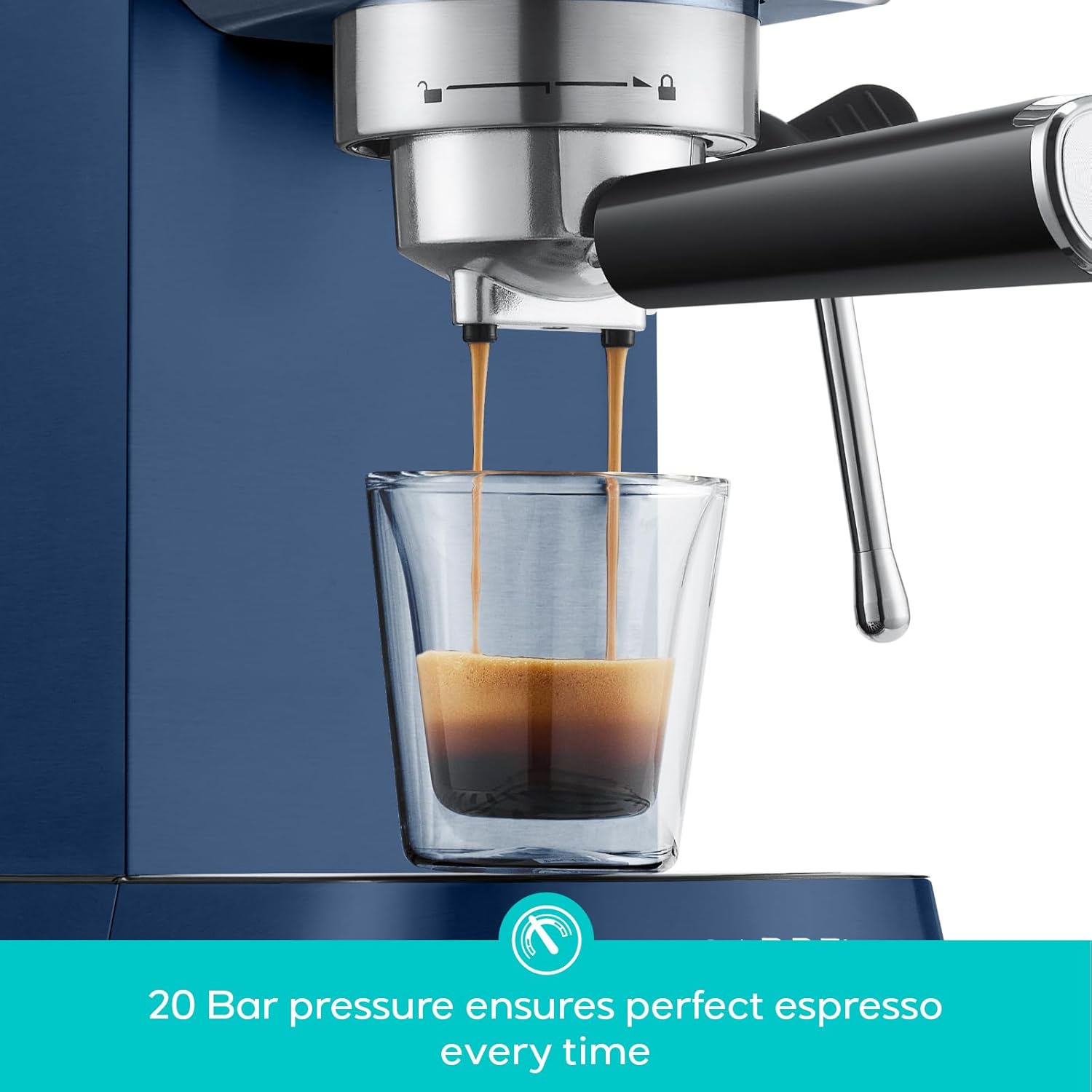 CASABREWS CM5418 Espresso Machine 20 Bar Compact Espresso Maker with Steam Milk Frother Stainless Steel Coffee Machine with 34oz Removable Water Tank for Cappuccino Latte Sapphire Blue