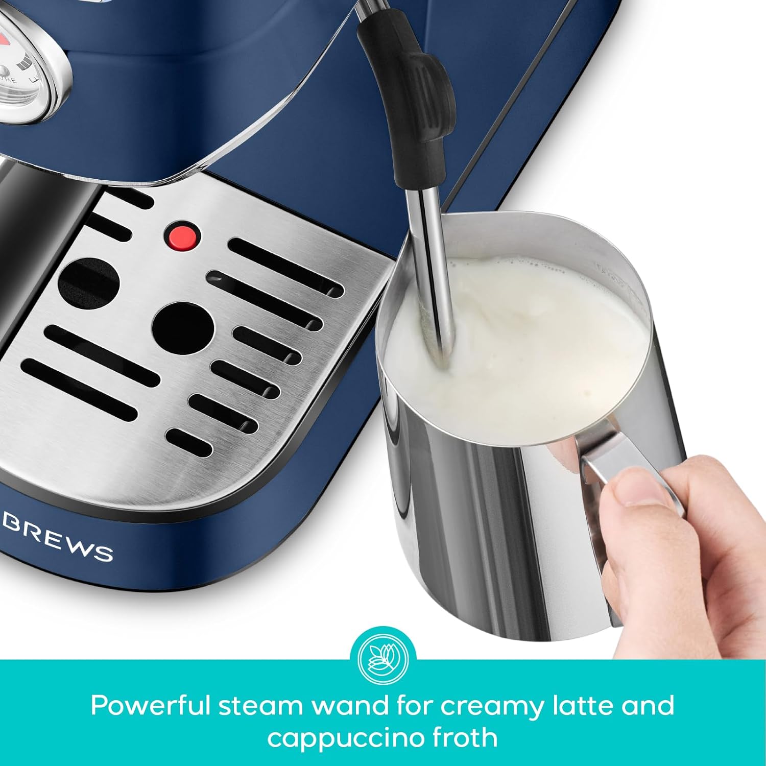 CASABREWS CM5418 Espresso Machine 20 Bar Compact Espresso Maker with Steam Milk Frother Stainless Steel Coffee Machine with 34oz Removable Water Tank for Cappuccino Latte Sapphire Blue