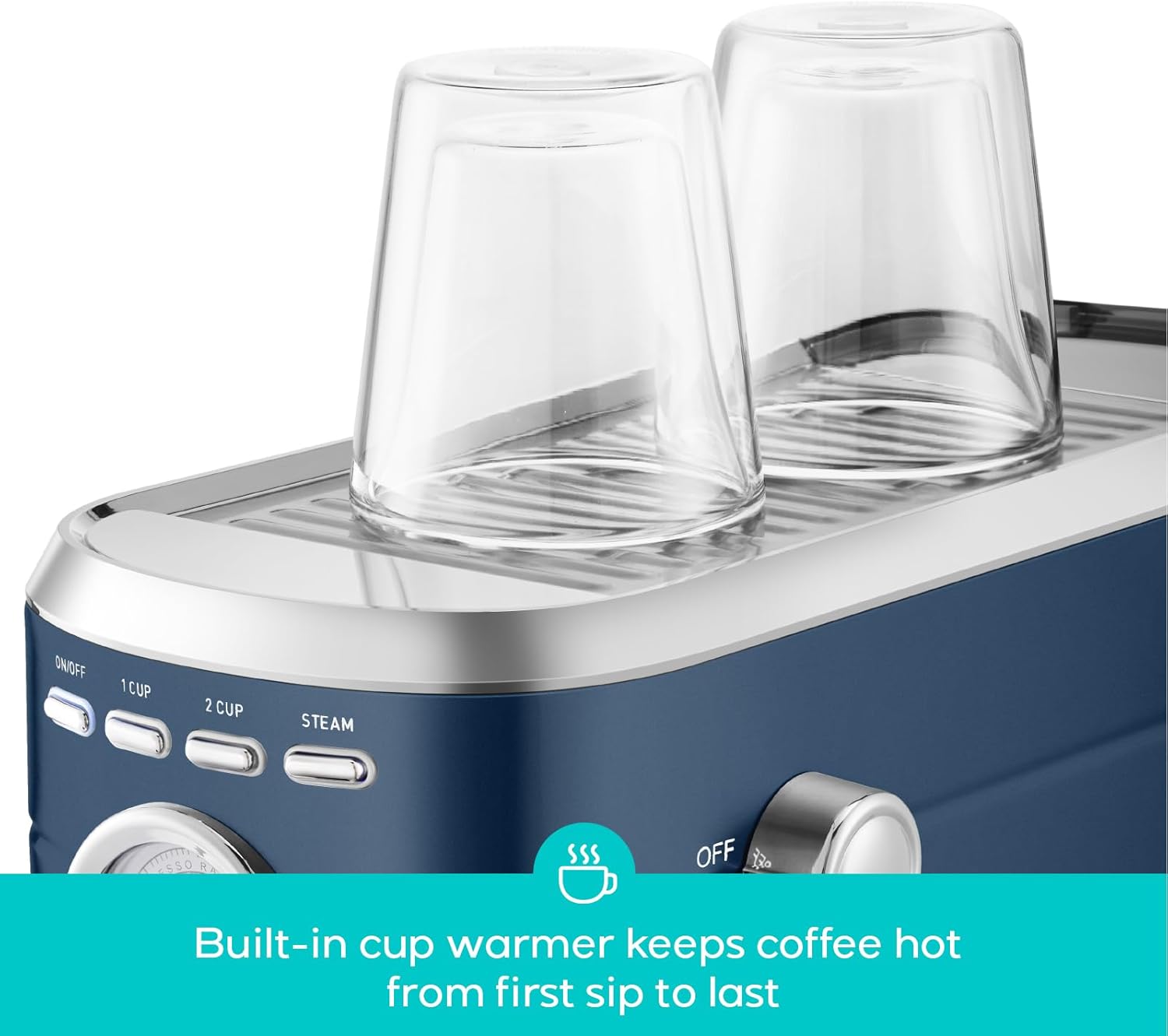 CASABREWS CM5418 Espresso Machine 20 Bar Compact Espresso Maker with Steam Milk Frother Stainless Steel Coffee Machine with 34oz Removable Water Tank for Cappuccino Latte Sapphire Blue