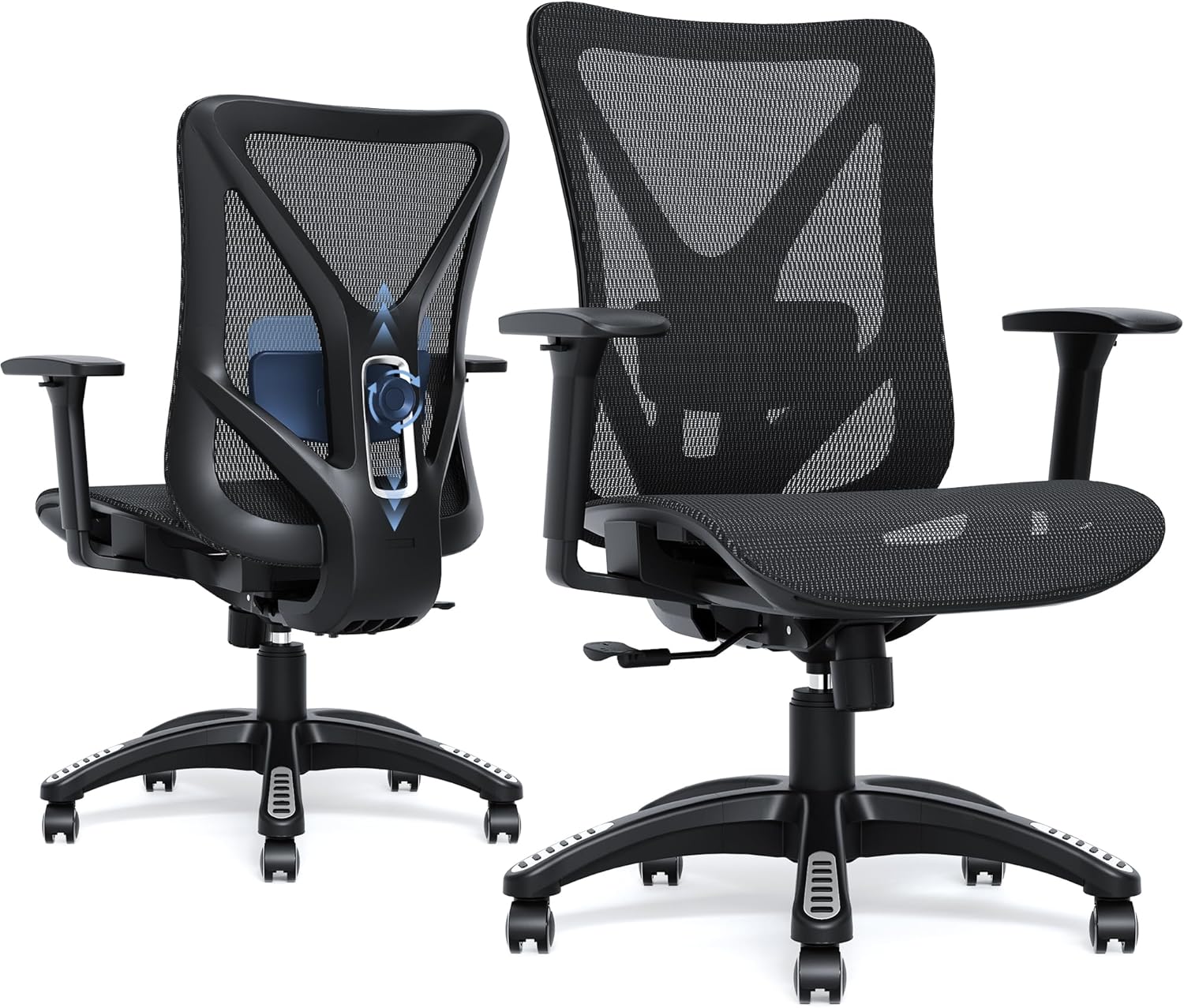 MOLENTS Ergonomic Office Chair Mesh Computer Desk Chairs with Adjustable Lumbar Support 3D Armrests Tilt Function Comfy Wide Seat Swivel Executive Work Task Chair for Company and Home