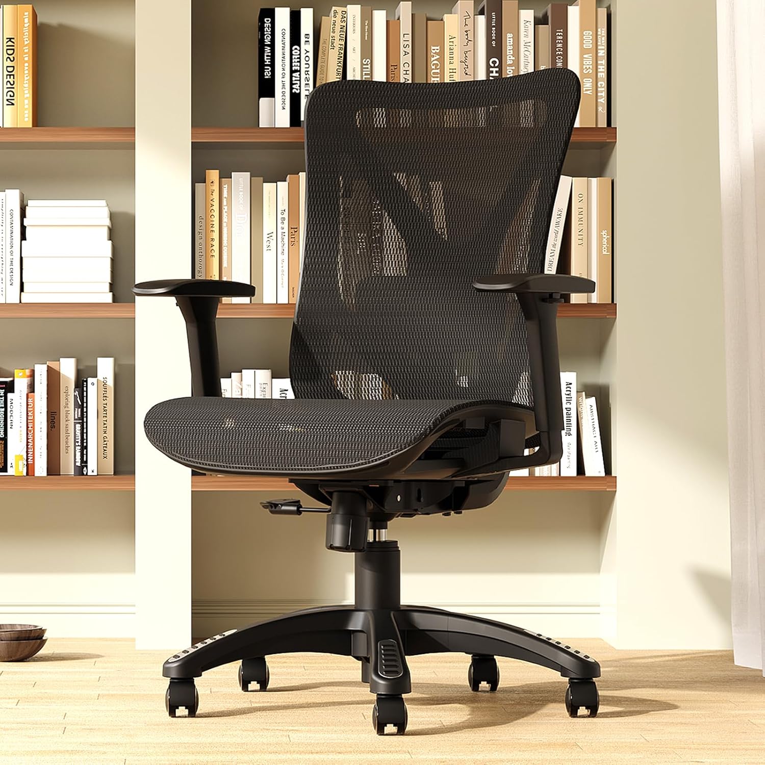 MOLENTS Ergonomic Office Chair Mesh Computer Desk Chairs with Adjustable Lumbar Support 3D Armrests Tilt Function Comfy Wide Seat Swivel Executive Work Task Chair for Company and Home