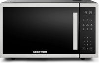 Chefman Countertop Microwave Oven 1.1 Cu. Ft. 1000 Watts with 10 Power Levels 3 Cooking Presets with One-Touch Express Cook 2 Defrost Settings Child Safety Lock & Mute Button ‚Äì Stainless Steel