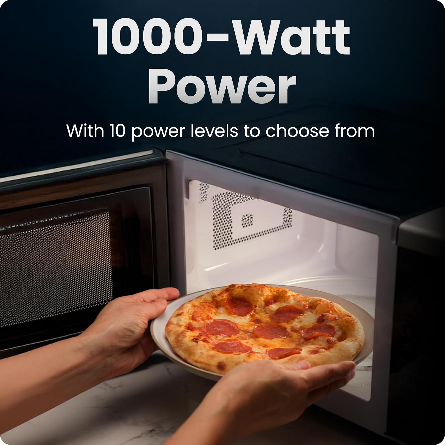 Chefman Countertop Microwave Oven 1.1 Cu. Ft. 1000 Watts with 10 Power Levels 3 Cooking Presets with One-Touch Express Cook 2 Defrost Settings Child Safety Lock & Mute Button ‚Äì Stainless Steel